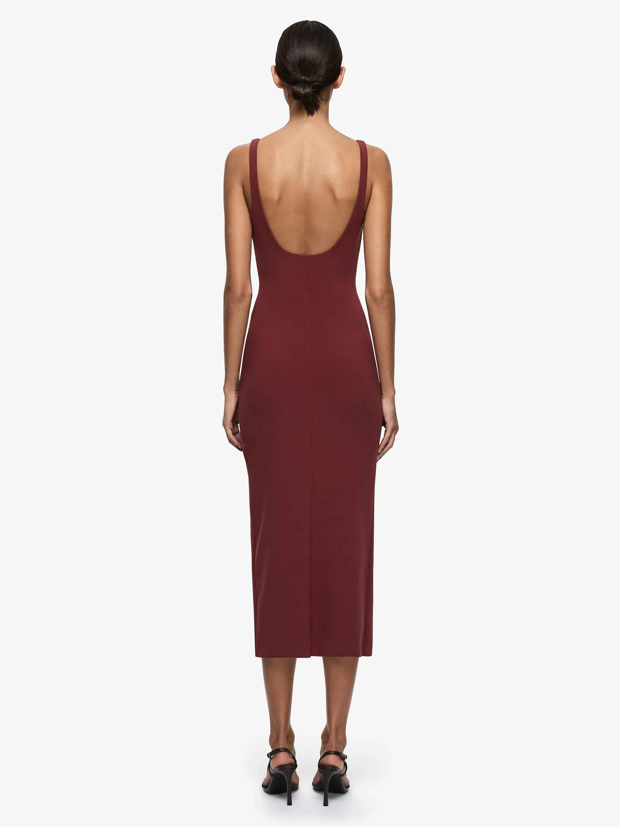 KARINA TUCK MIDI DRESS - SANGRIA - Image 4