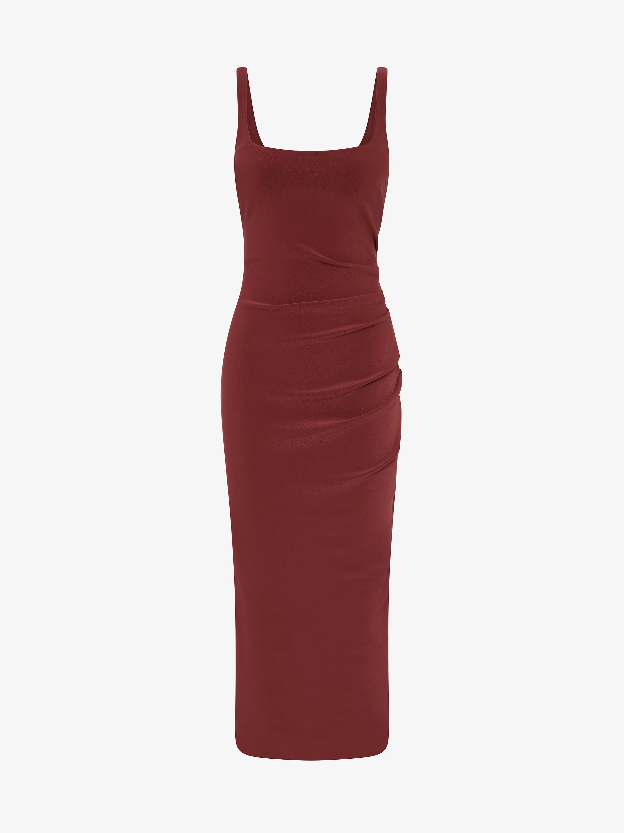 KARINA TUCK MIDI DRESS - SANGRIA - Image 5