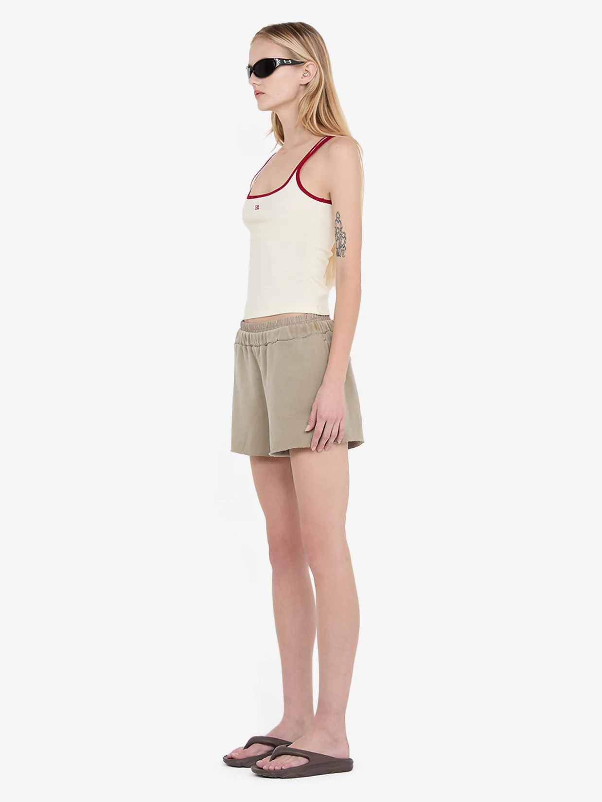 LANA SQUARE NECK TANK - CHALK/CHERRY - Image 2