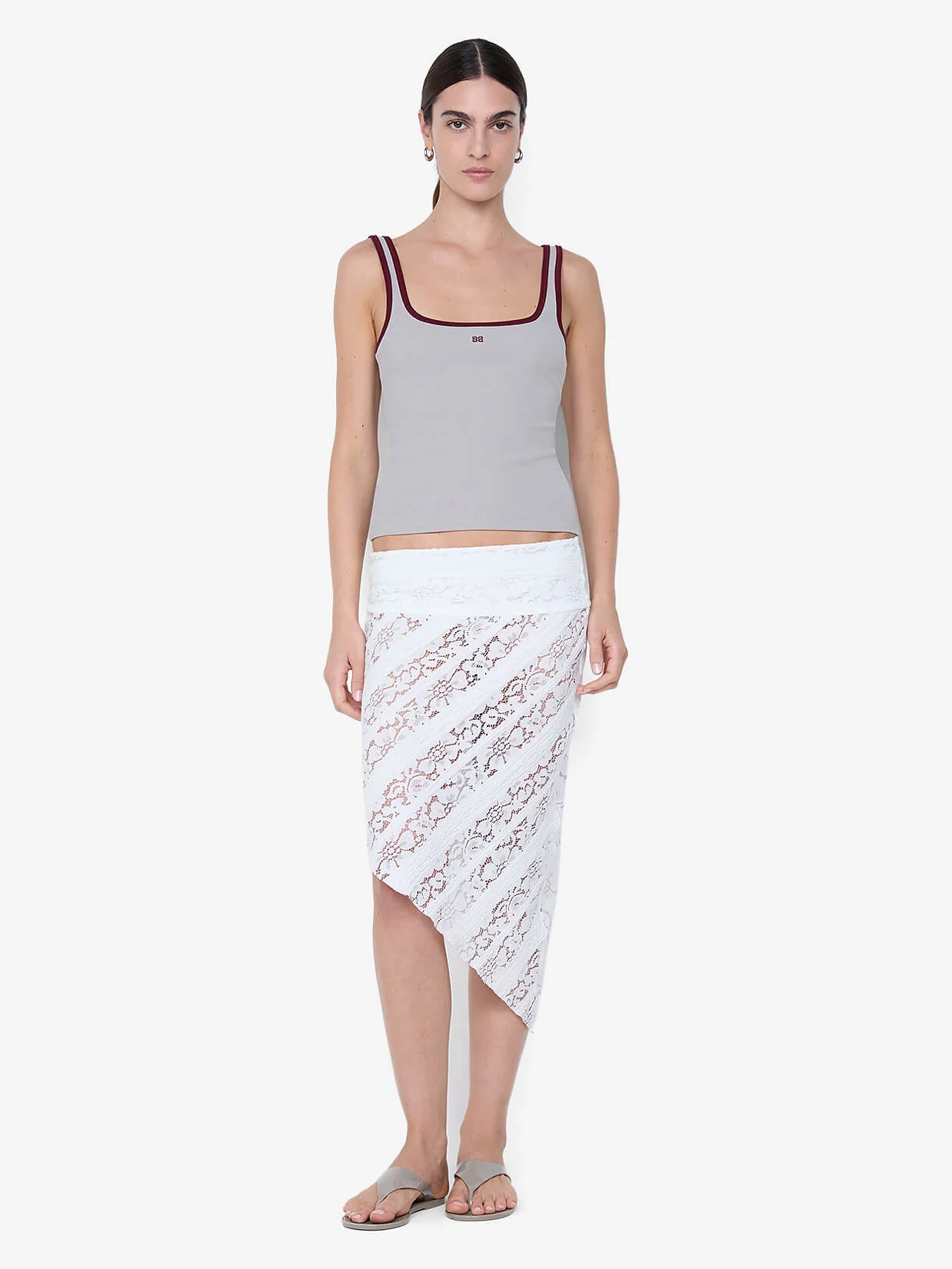 LANA SQUARE NECK TANK - DOVE GREY / PLUM