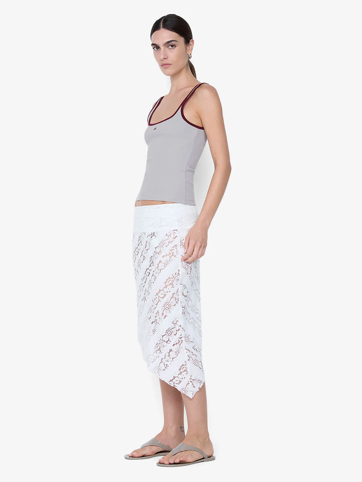 LANA SQUARE NECK TANK - DOVE GREY / PLUM - Image 2