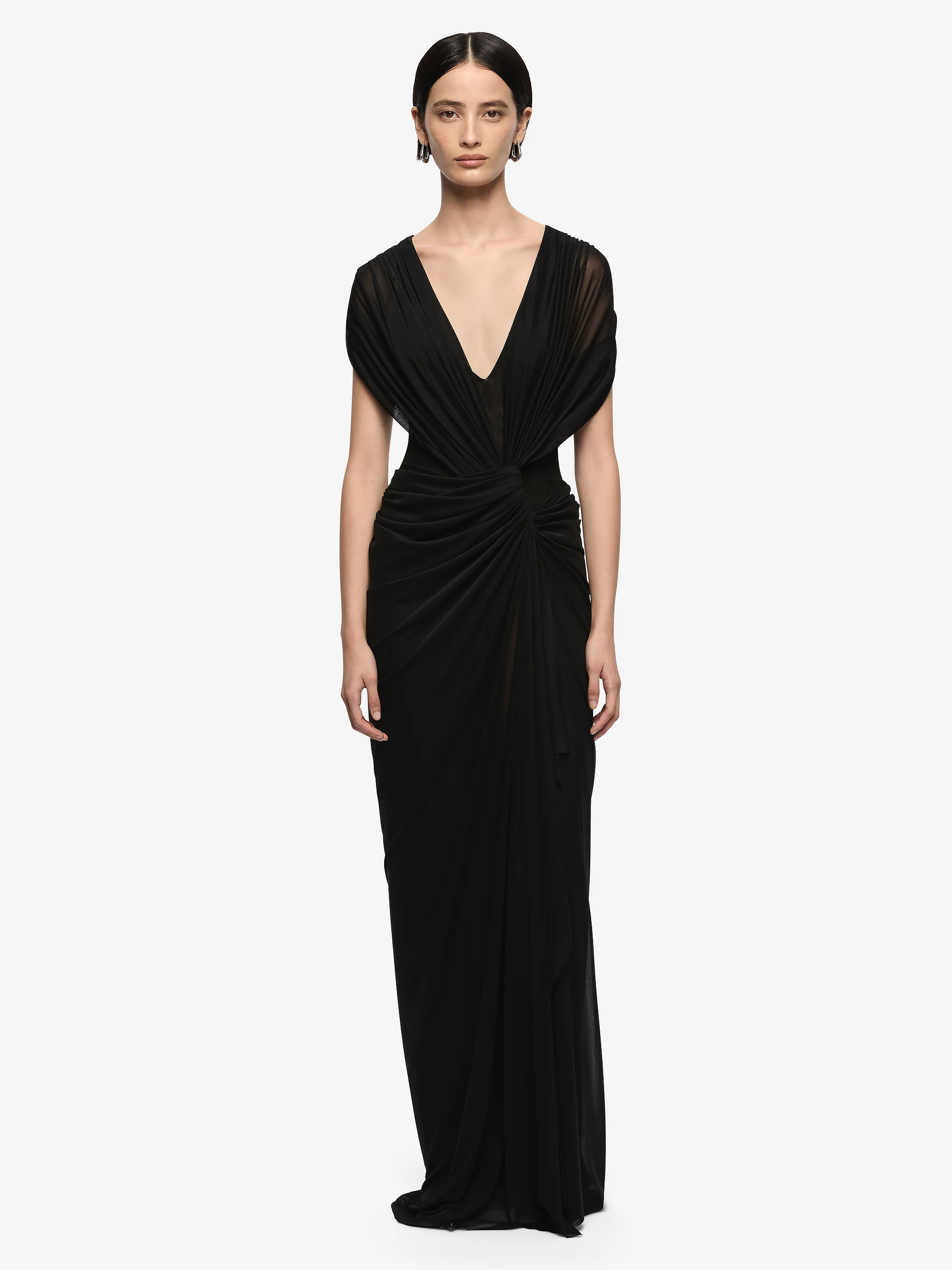 LEIA DRAPE MAXI DRESS - BLACK - Image 4