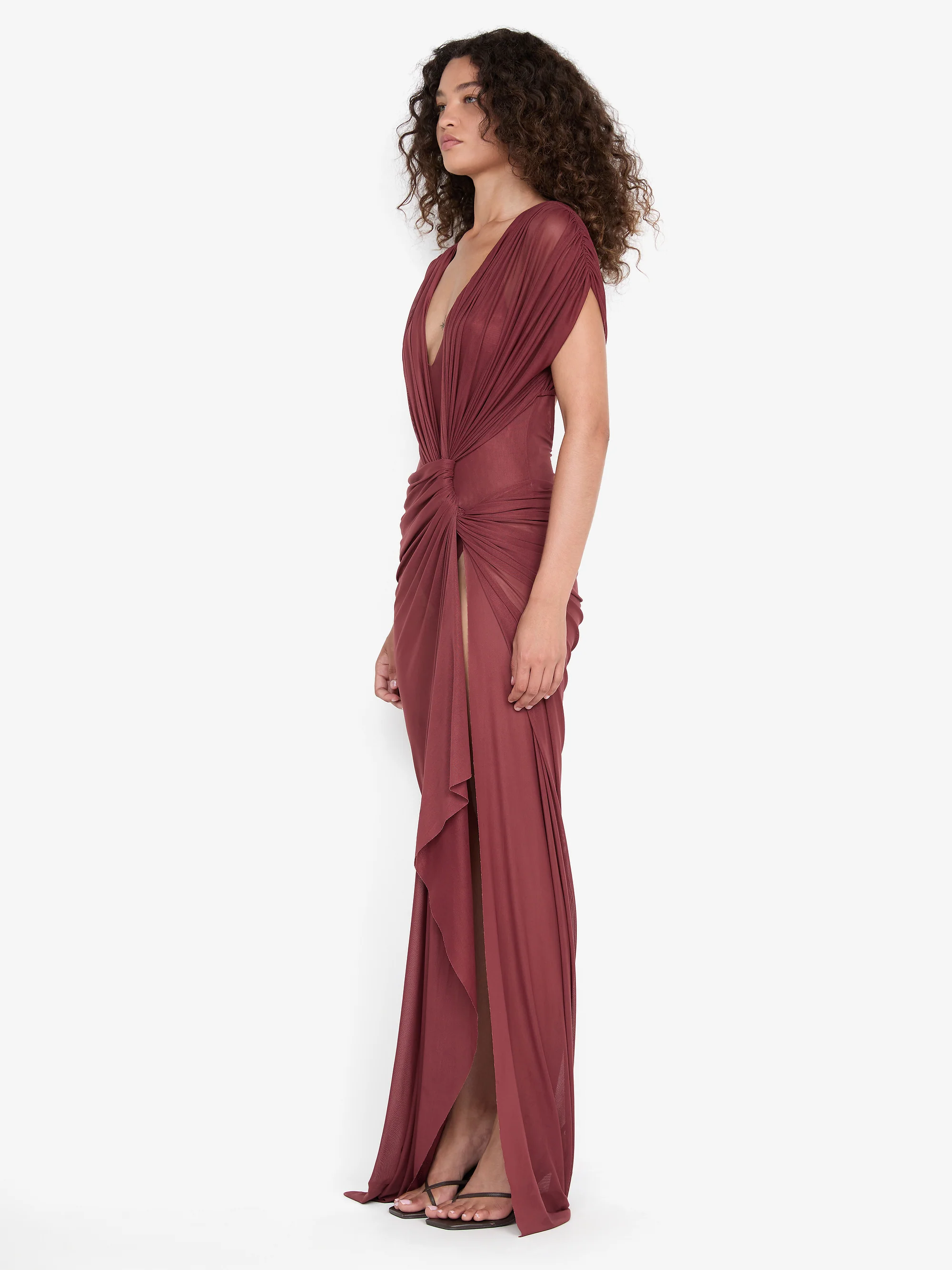 LEIA DRAPE MAXI DRESS - RUST - Image 3