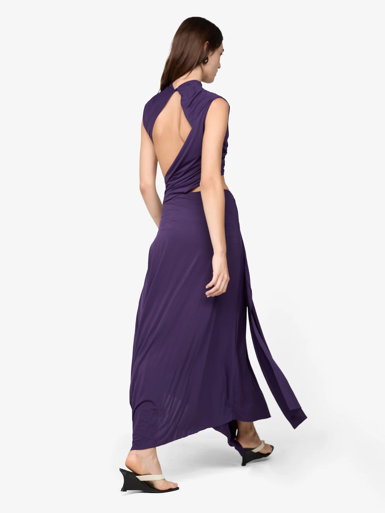LEILAH DRAPE MIDI DRESS - DEEP VIOLET - Image 5