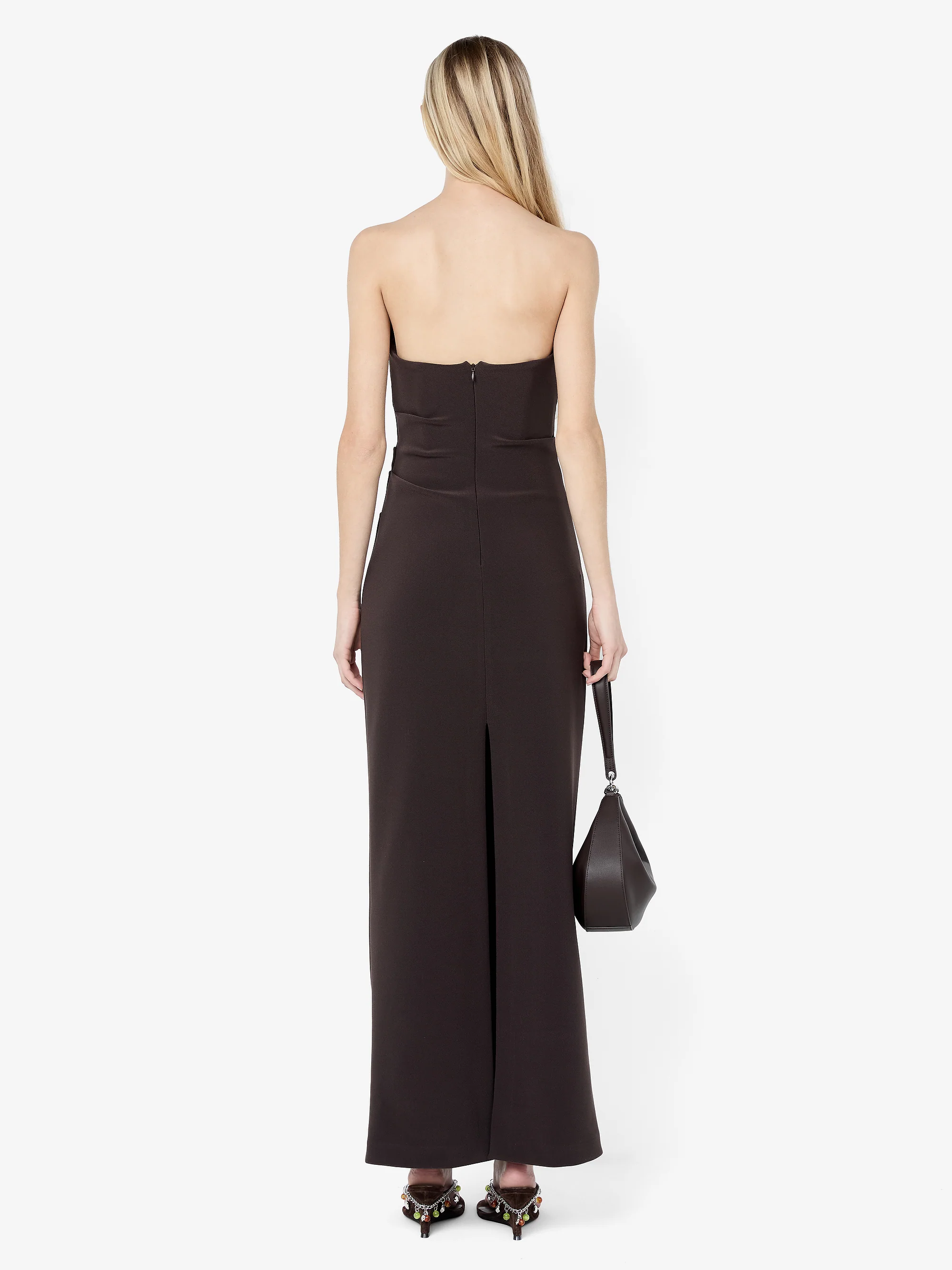 LIOR STRAPLESS DRESS - ESPRESSO - Image 4