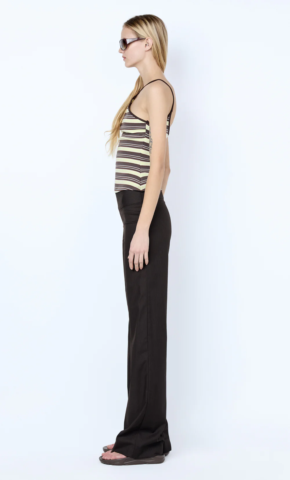LUNA CROSSOVER TANK - DARK CHOC/DUSTY CITRON STRIPE - Image 3
