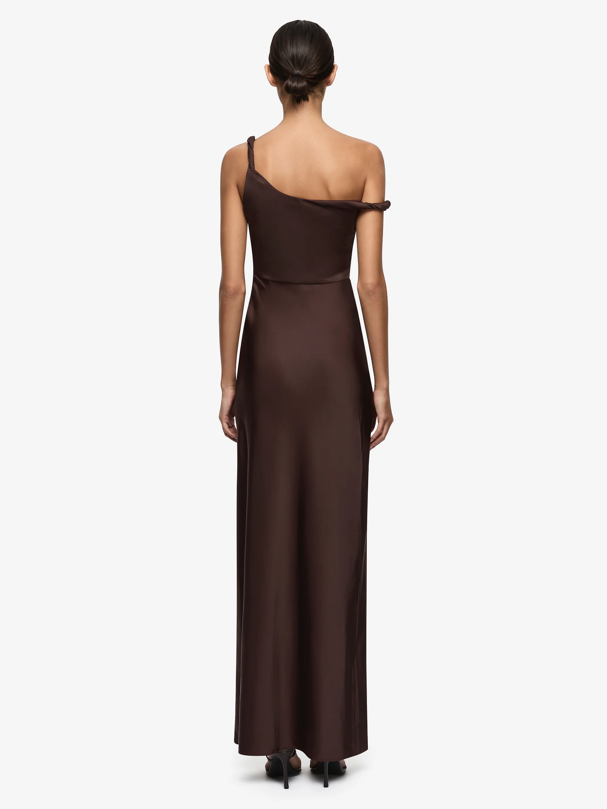 LUNETTA TWIST STRAP DRESS - DARK CHOCOLATE - Image 5