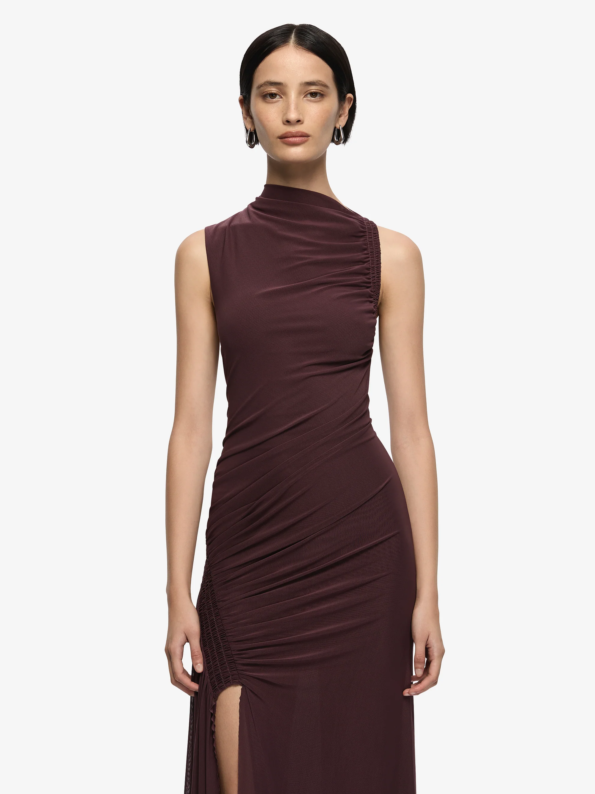 MARABOU MAXI DRESS - AUBERGINE - Image 2