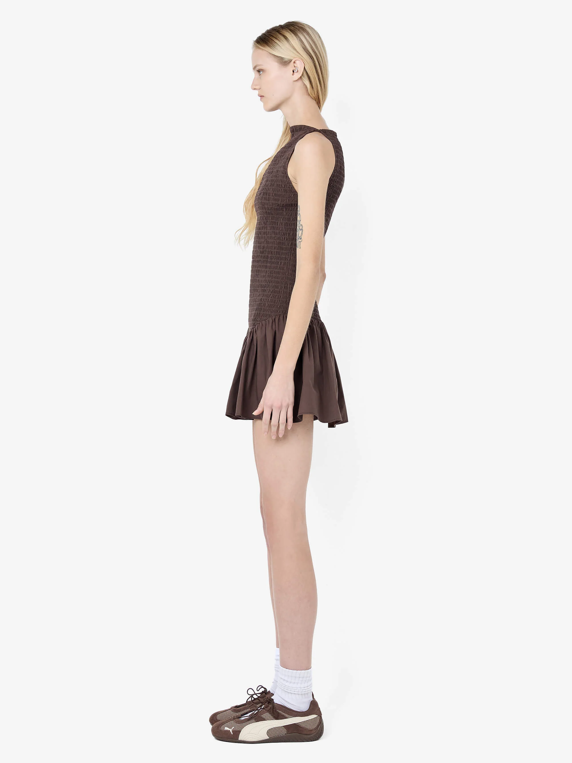 MARCELINE MINI DRESS - DARK CHOCOLATE - Image 3