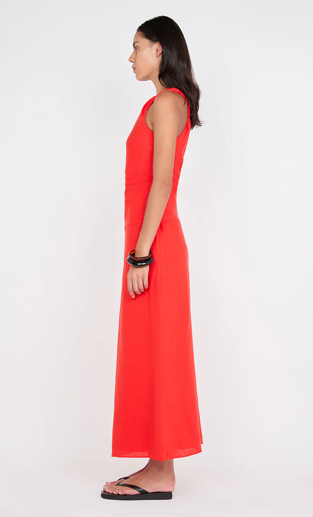 MELANIE ASYM MAXI DRESS - FIRE RED - Image 3