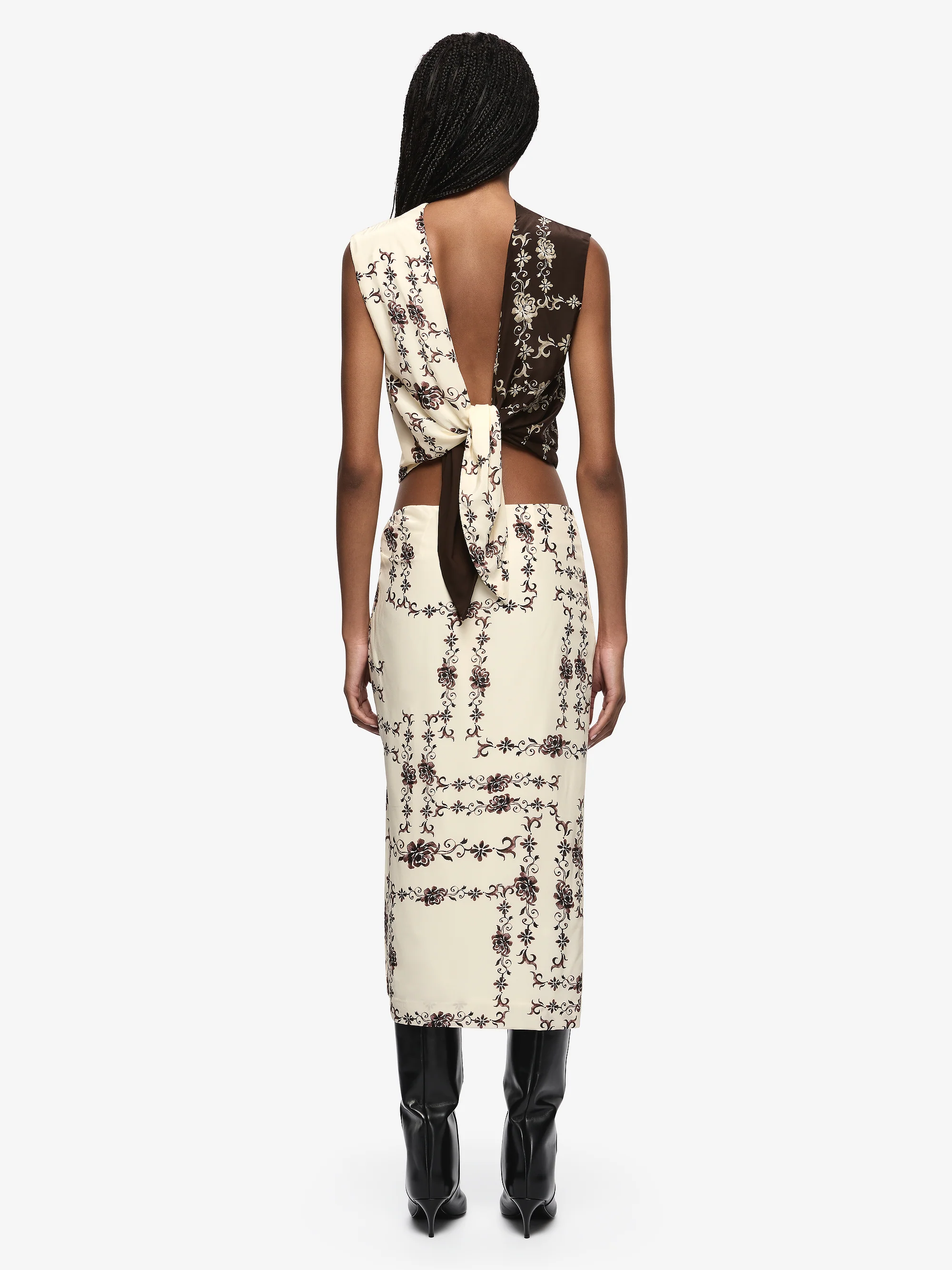 MYAH MIDI SKIRT - GEO VINE FLORAL CREAM - Image 4