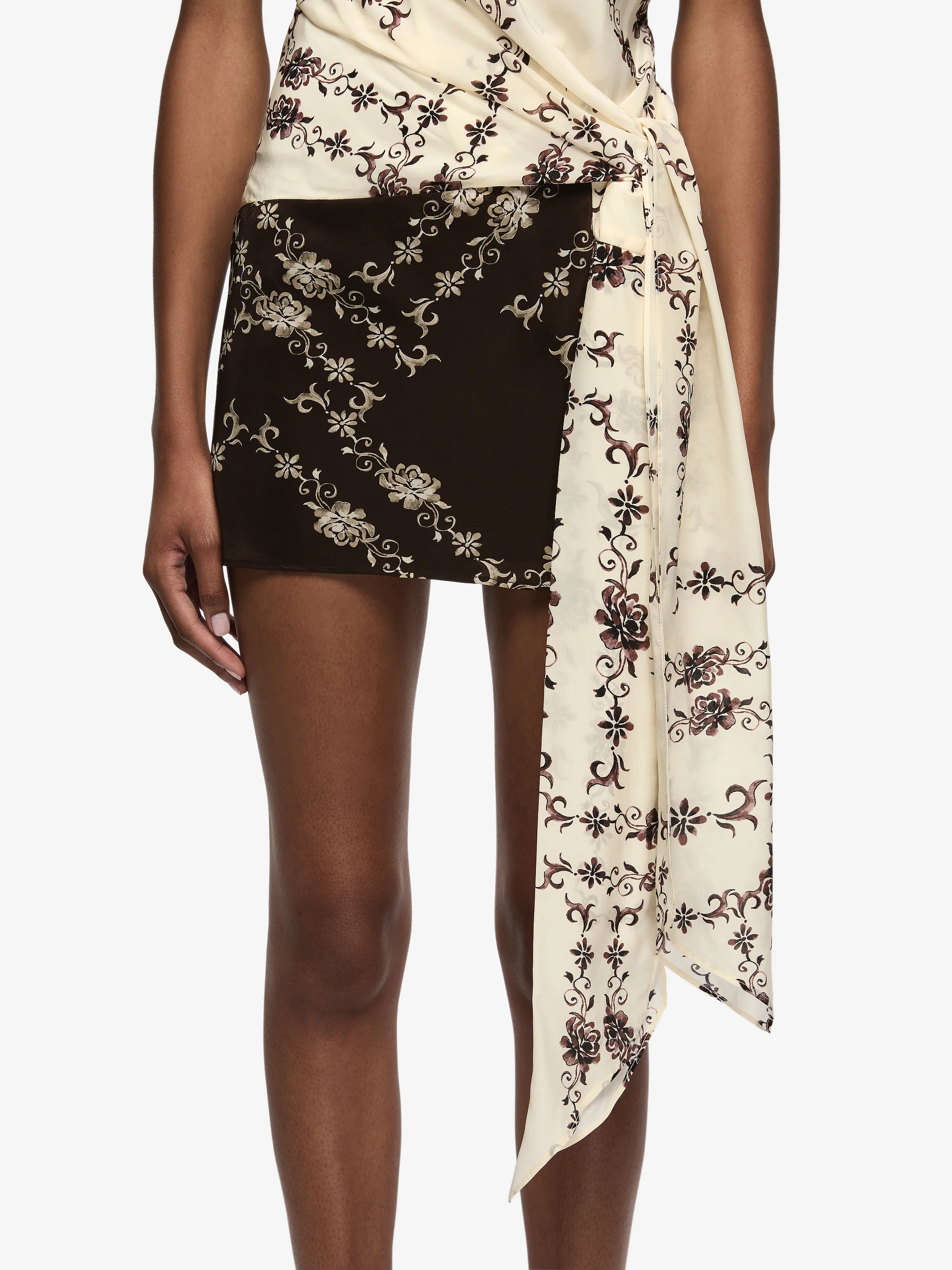 MYAH MINI DRESS - GEO VINE FLORAL CHOC/CREAM - Image 4
