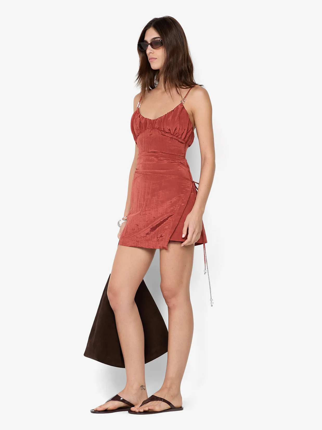 ODESSA SCOOP MINI DRESS - RUST - Image 3