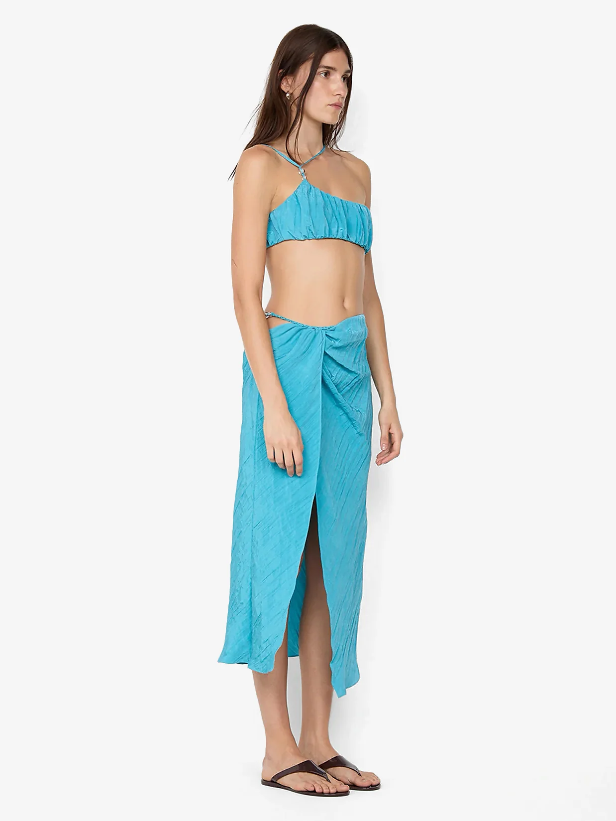 ODESSA SPLIT MIDI SKIRT - DEEP SEAFOAM