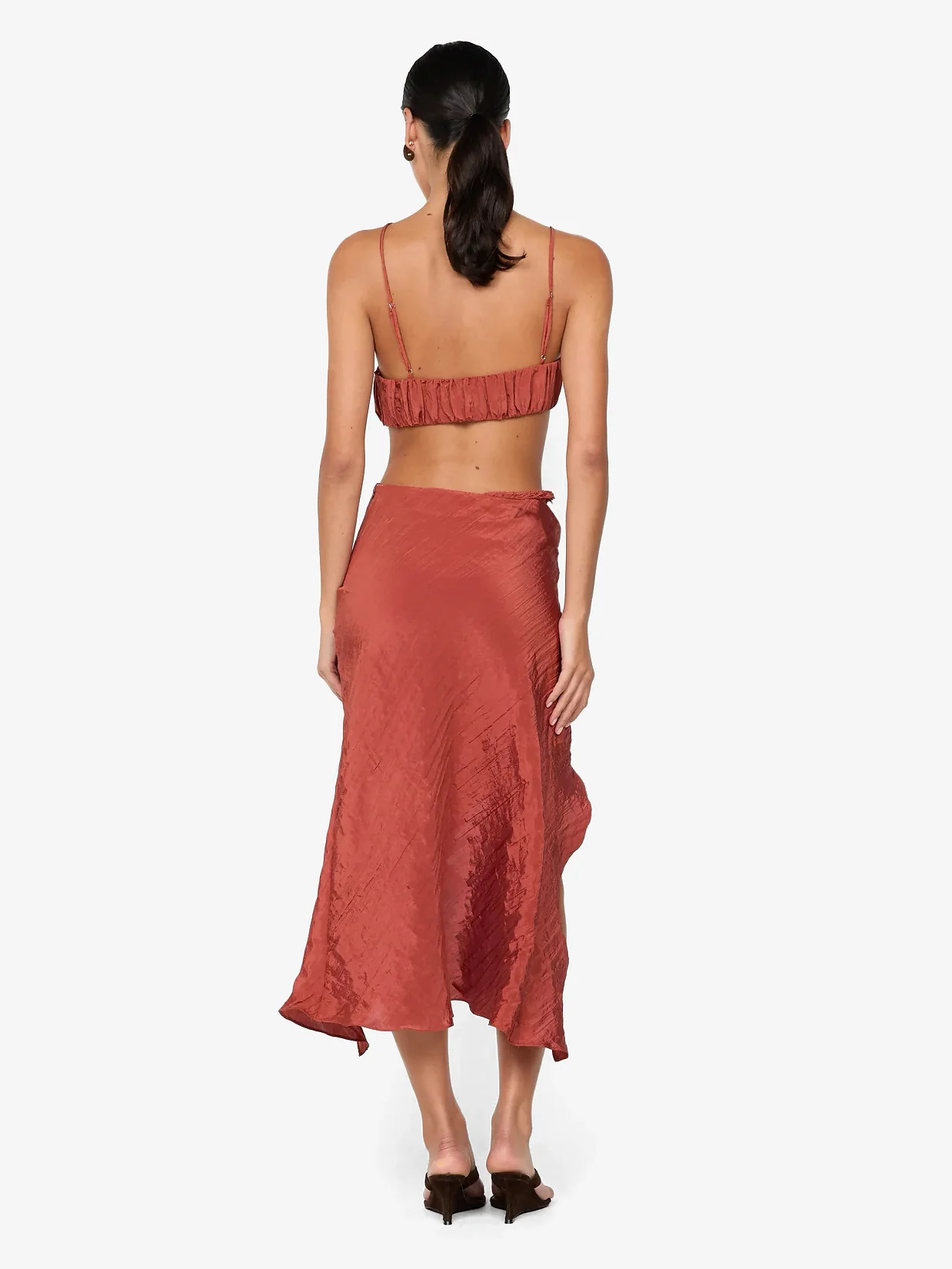 ODESSA SPLIT MIDI SKIRT - RUST - Image 2