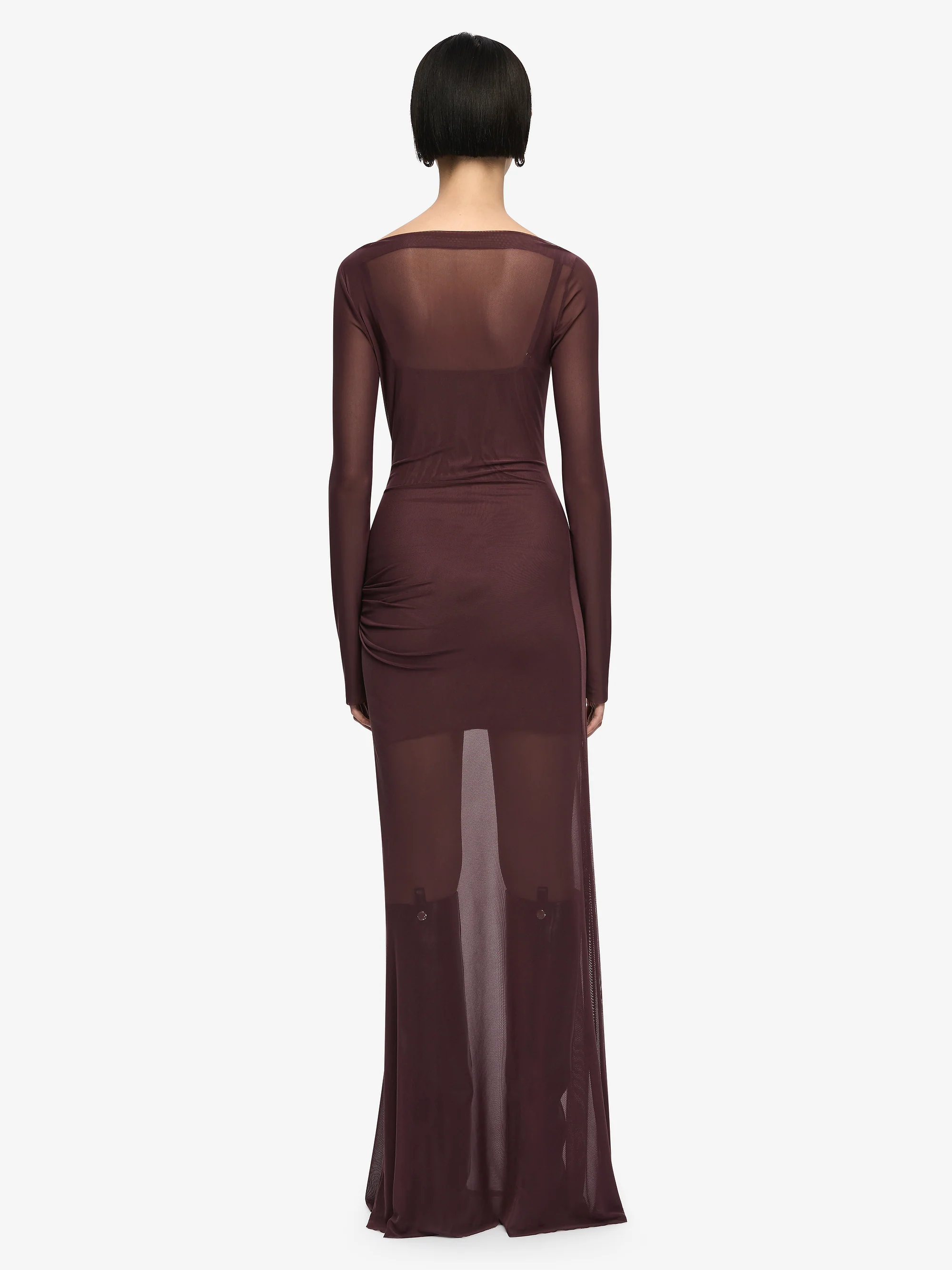 MARABOU LONG SLEEVE MAXI DRESS - AUBERGINE - Image 4