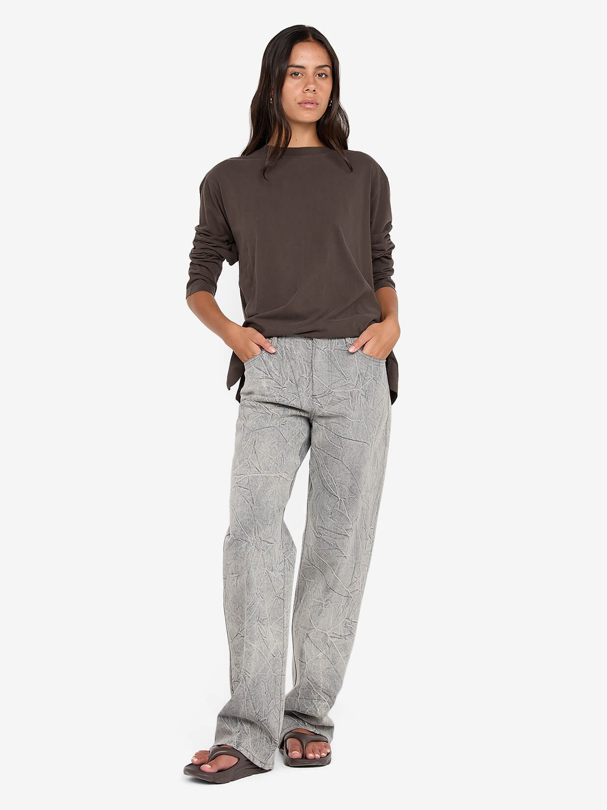 PIP LONG SLEEVE TOP - DARK CHOCOLATE