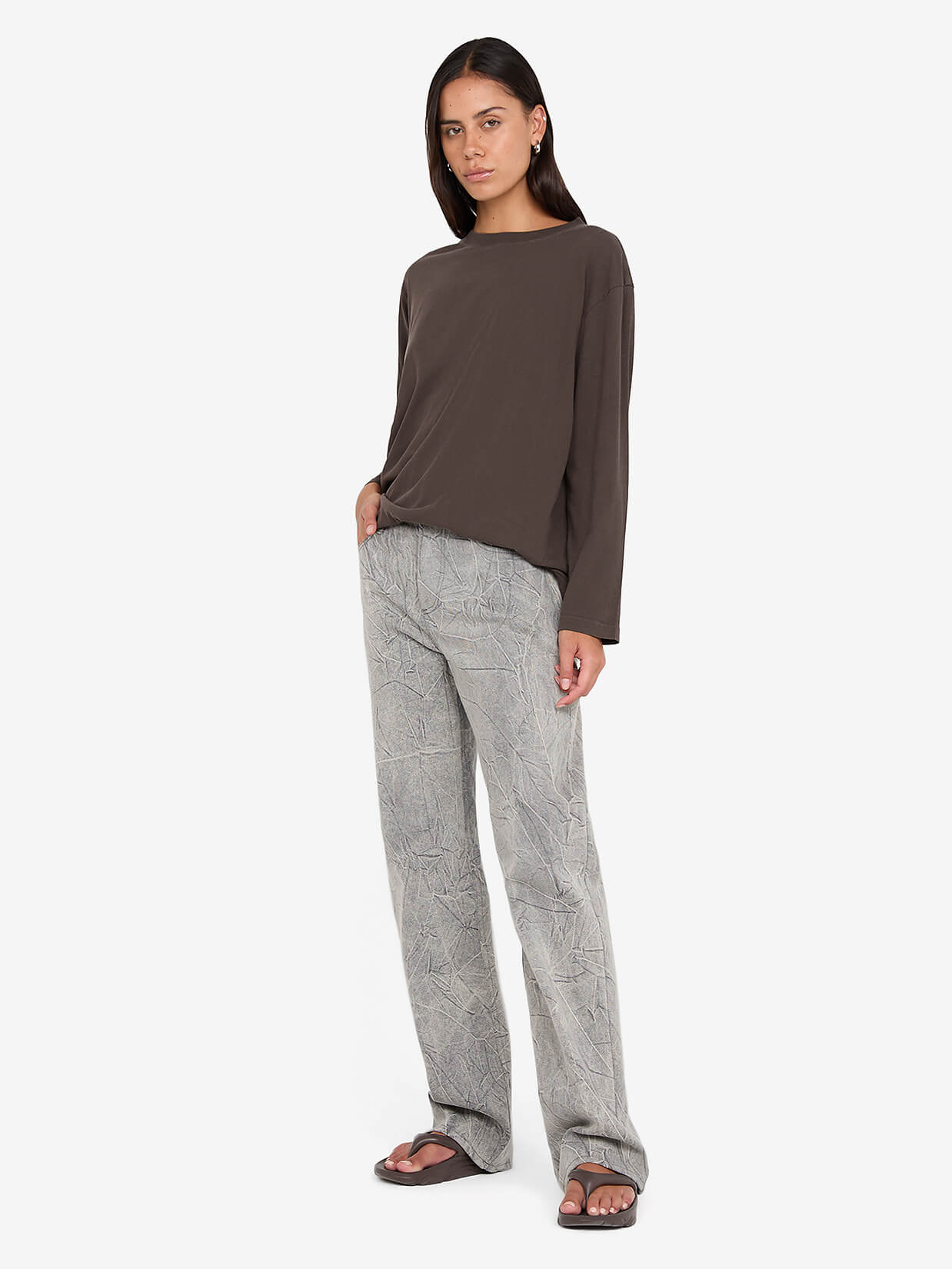 PIP LONG SLEEVE TOP - DARK CHOCOLATE - Image 2