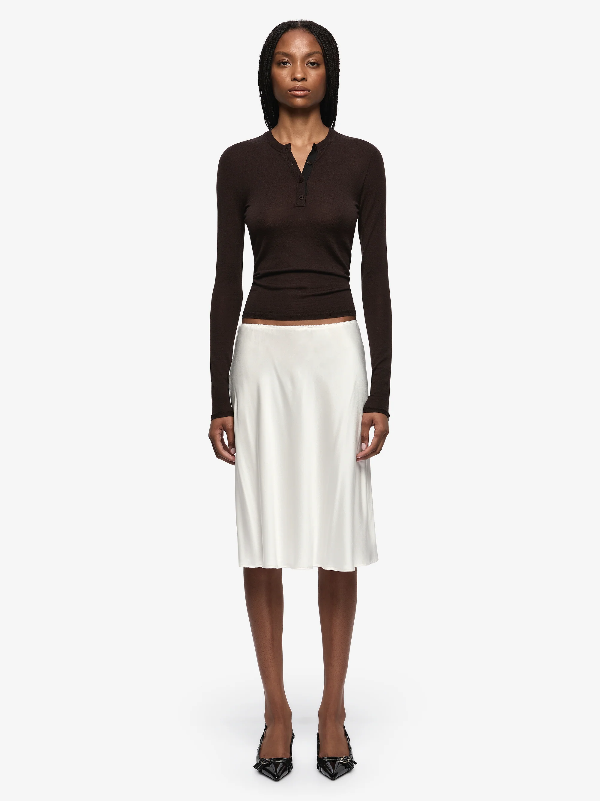 PIPER BIAS MIDI SKIRT - IVORY