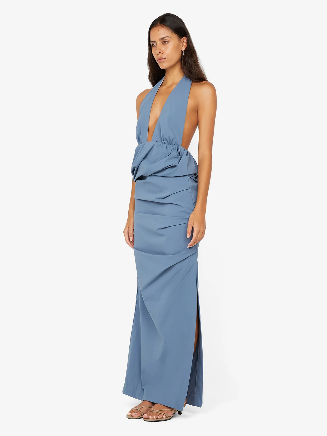 PRISCILLA BUBBLE MAXI DRESS - STEEL BLUE - Image 3