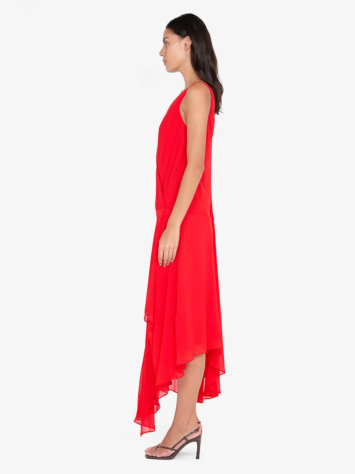 RHONE WRAP ASYM DRESS - CHILLI - Image 2
