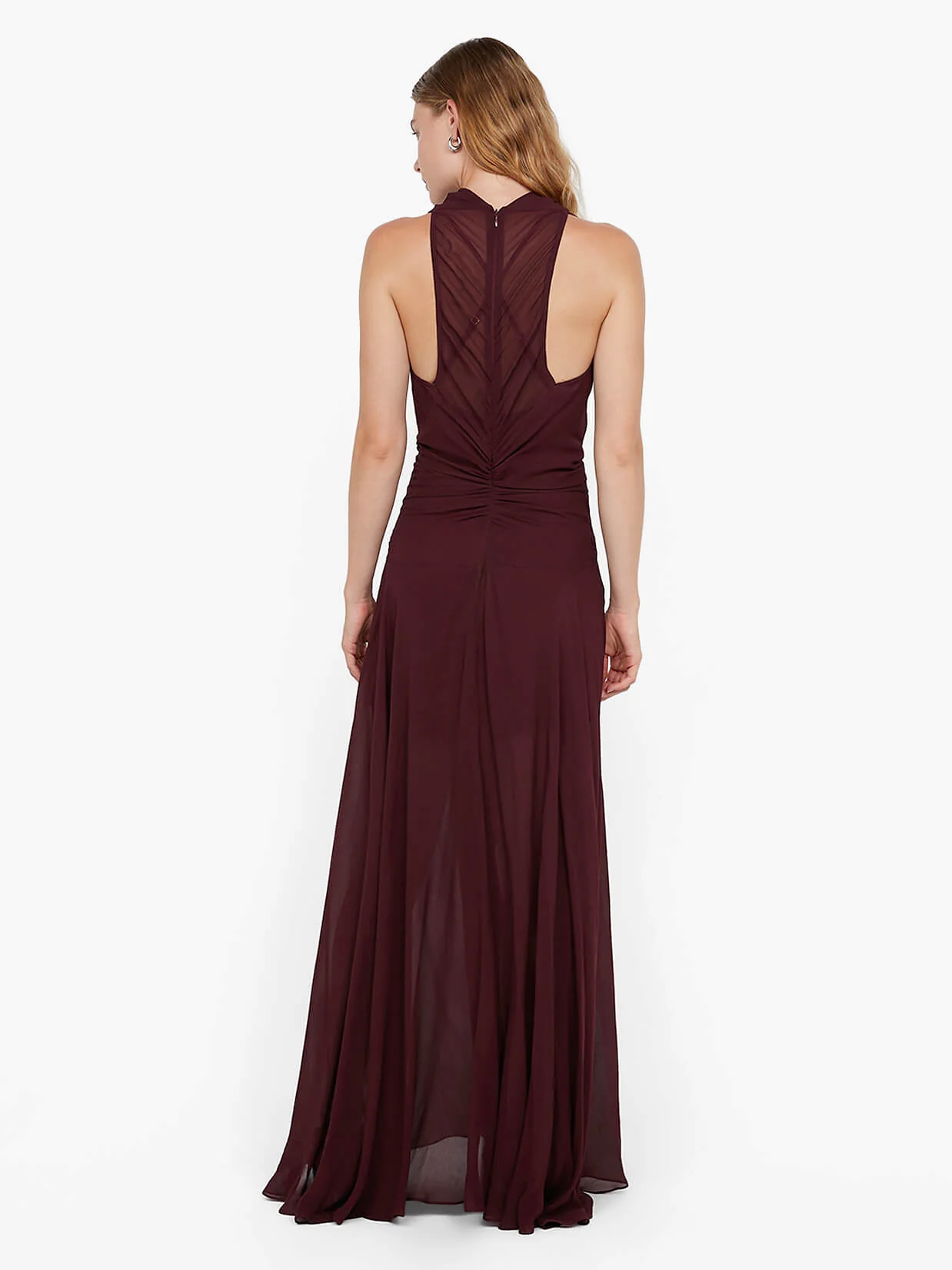 ROCHELLE HIGH NECK DRESS - PLUM - Image 3