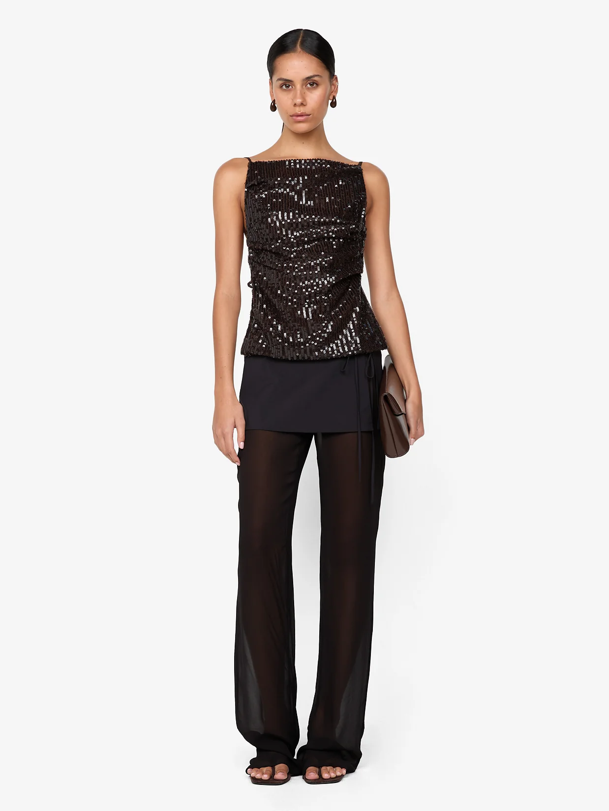 ROMILLY TIE TOP - DARK CHOCOLATE