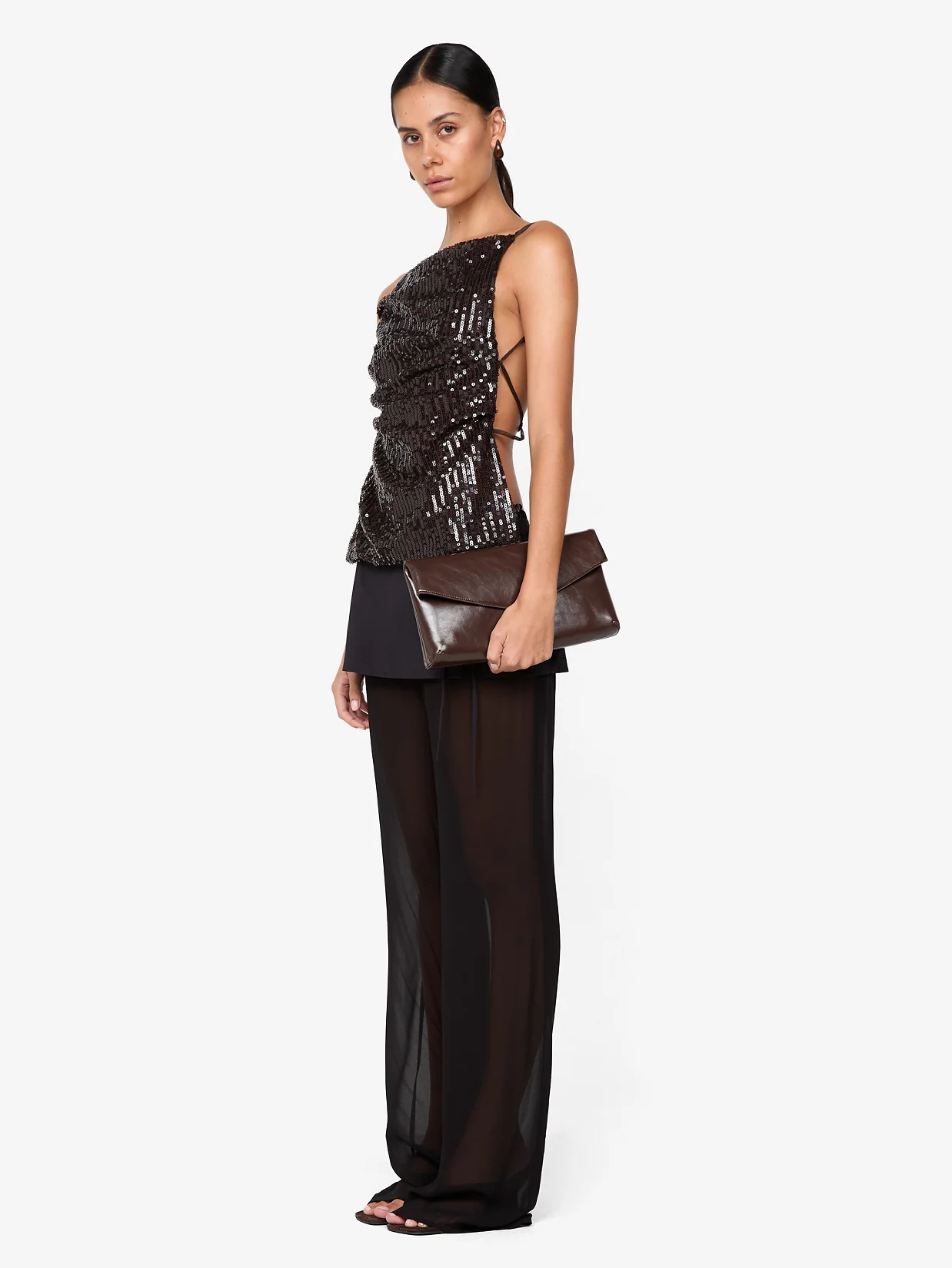 ROMILLY TIE TOP - DARK CHOCOLATE - Image 2