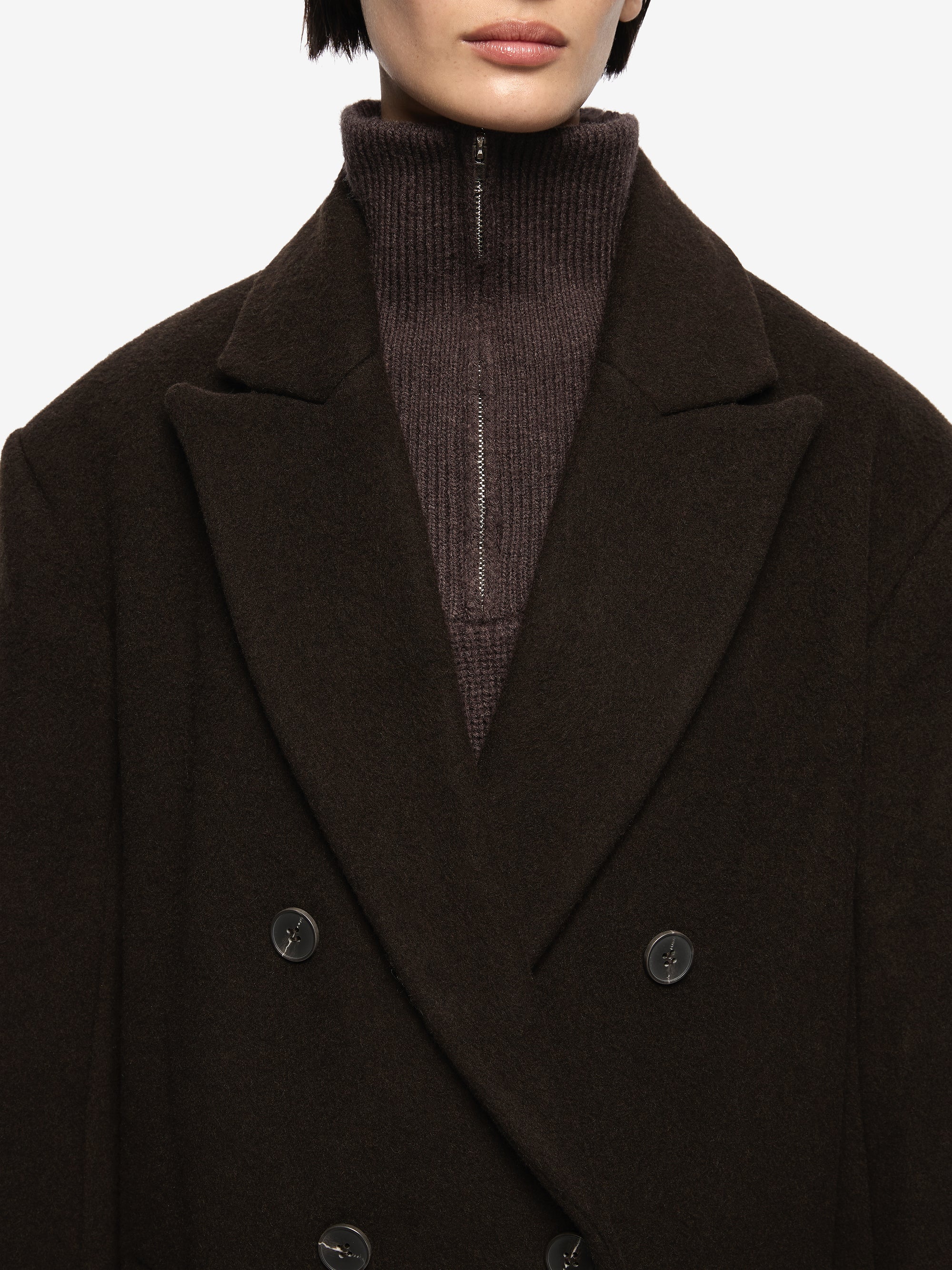 RUTHE WOOL COAT - DARK CHOCOLATE - Image 3