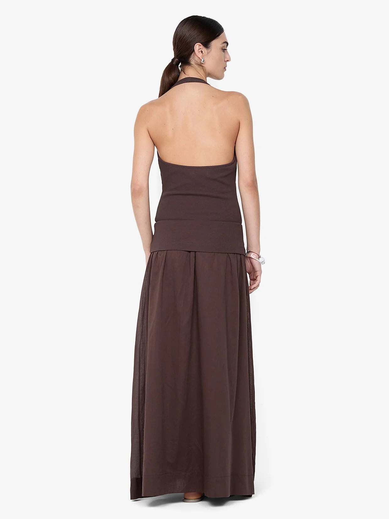 SABRINE HALTER MAXI DRESS - DARK CHOCOLATE - Image 3