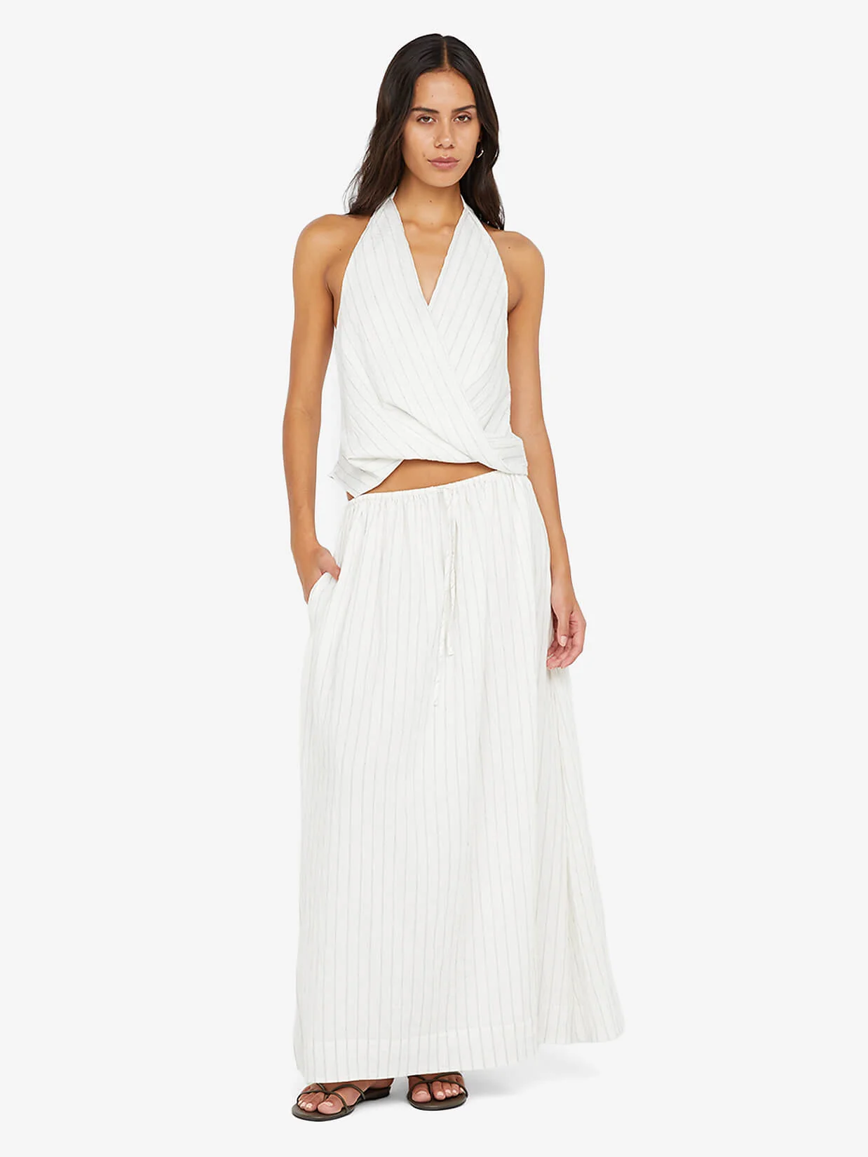 SASKI HALTER TOP - WHITE/BLACK STRIPE - Image 3