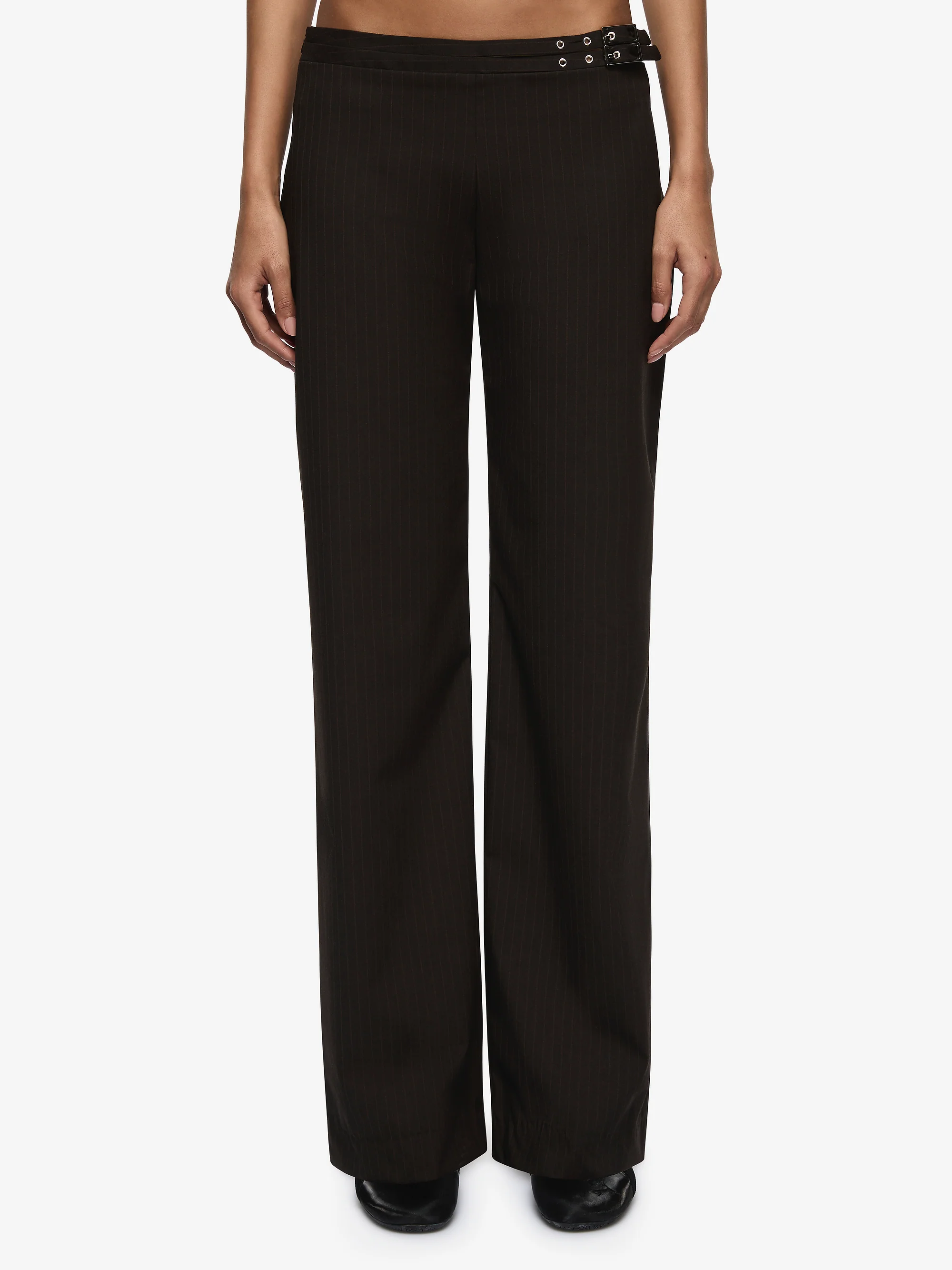 SAZRIEL BUCKLE PANT - CHOC/AMBER STRIPE - Image 3