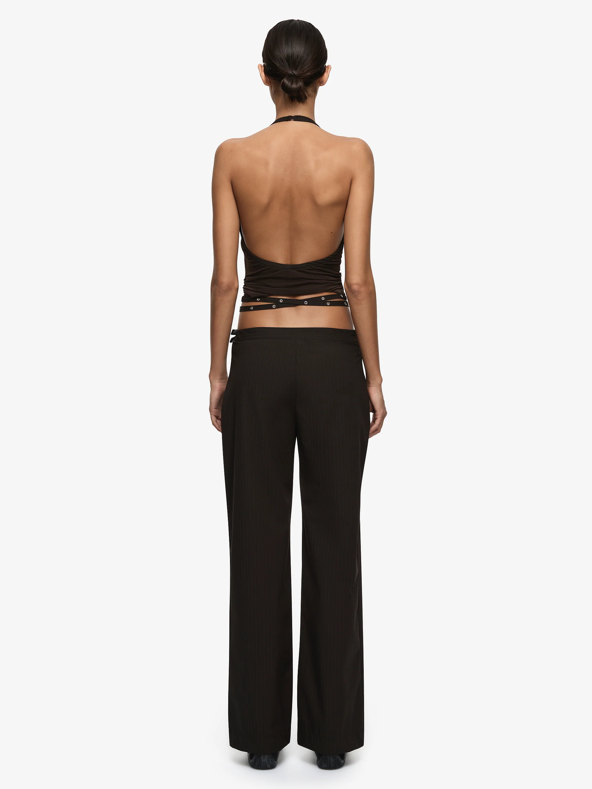 SAZRIEL BUCKLE PANT - CHOC/AMBER STRIPE - Image 4
