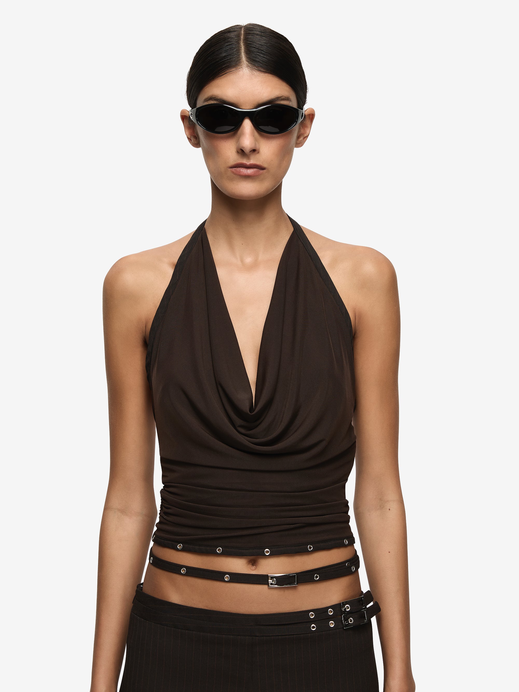 SAZRIEL COWL TOP - DARK CHOCOLATE - Image 4