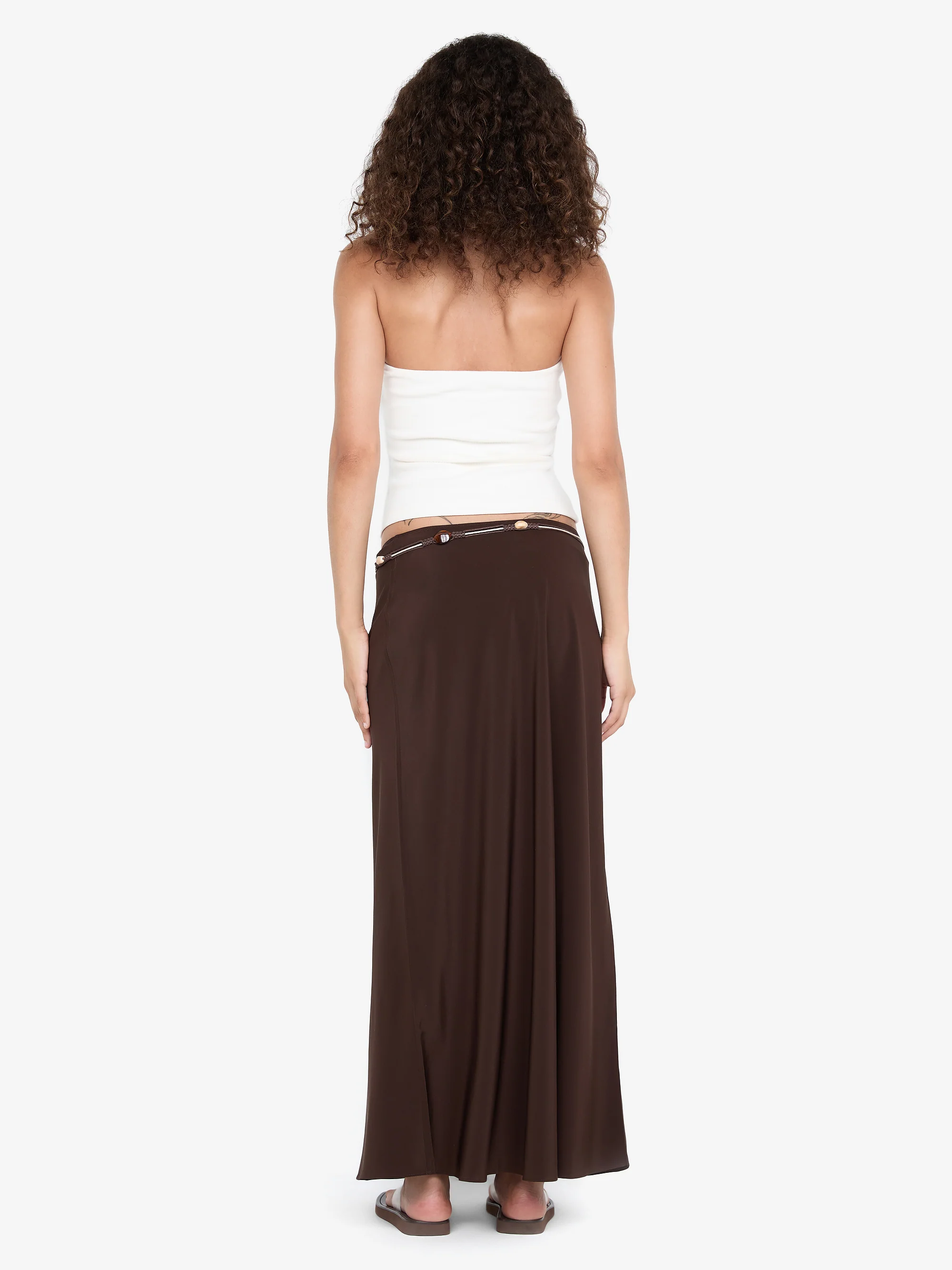 SILK BIAS MAXI SKIRT - CHOC - Image 3