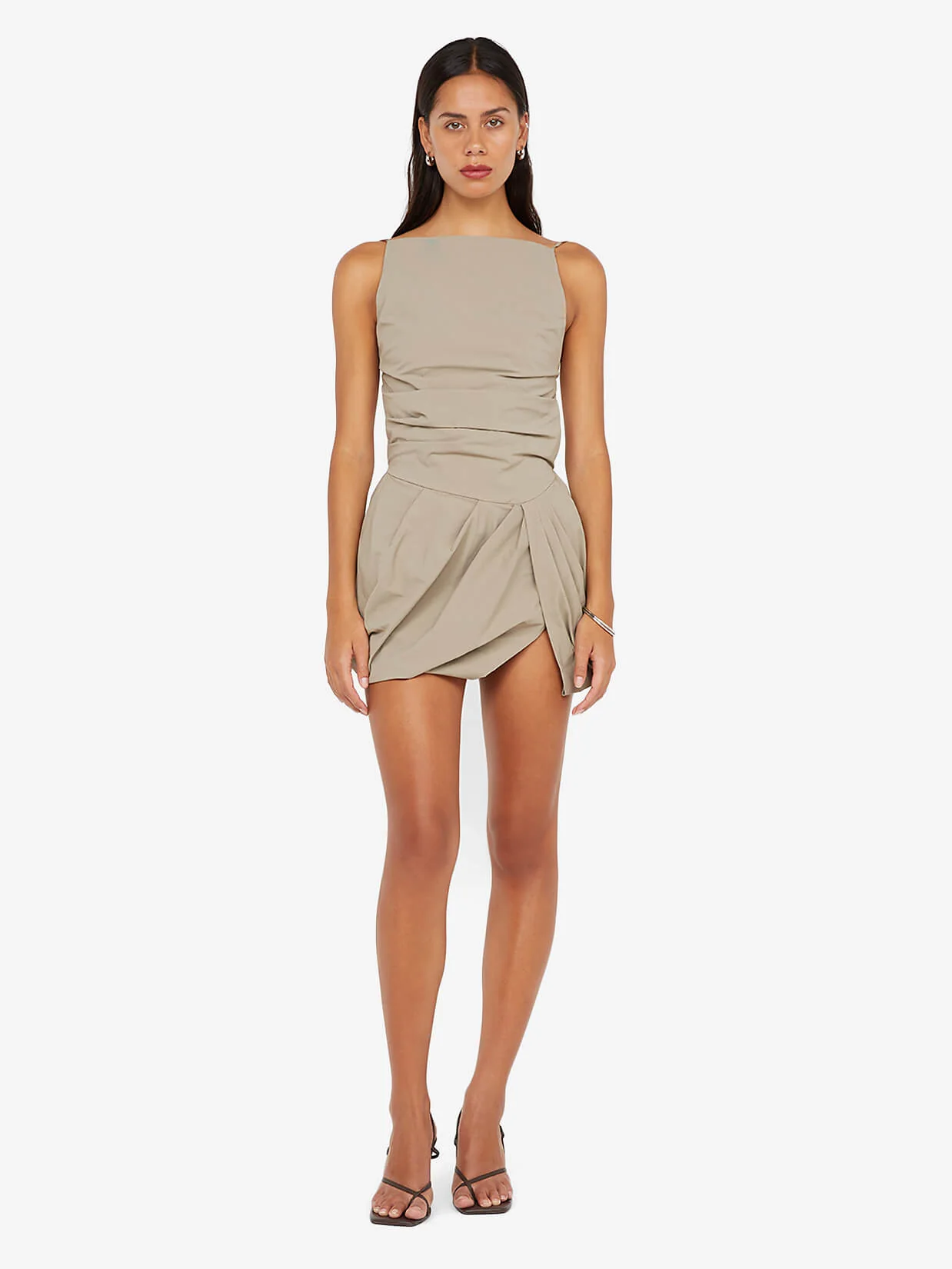SLOAN BUBBLE MINI DRESS - TAUPE