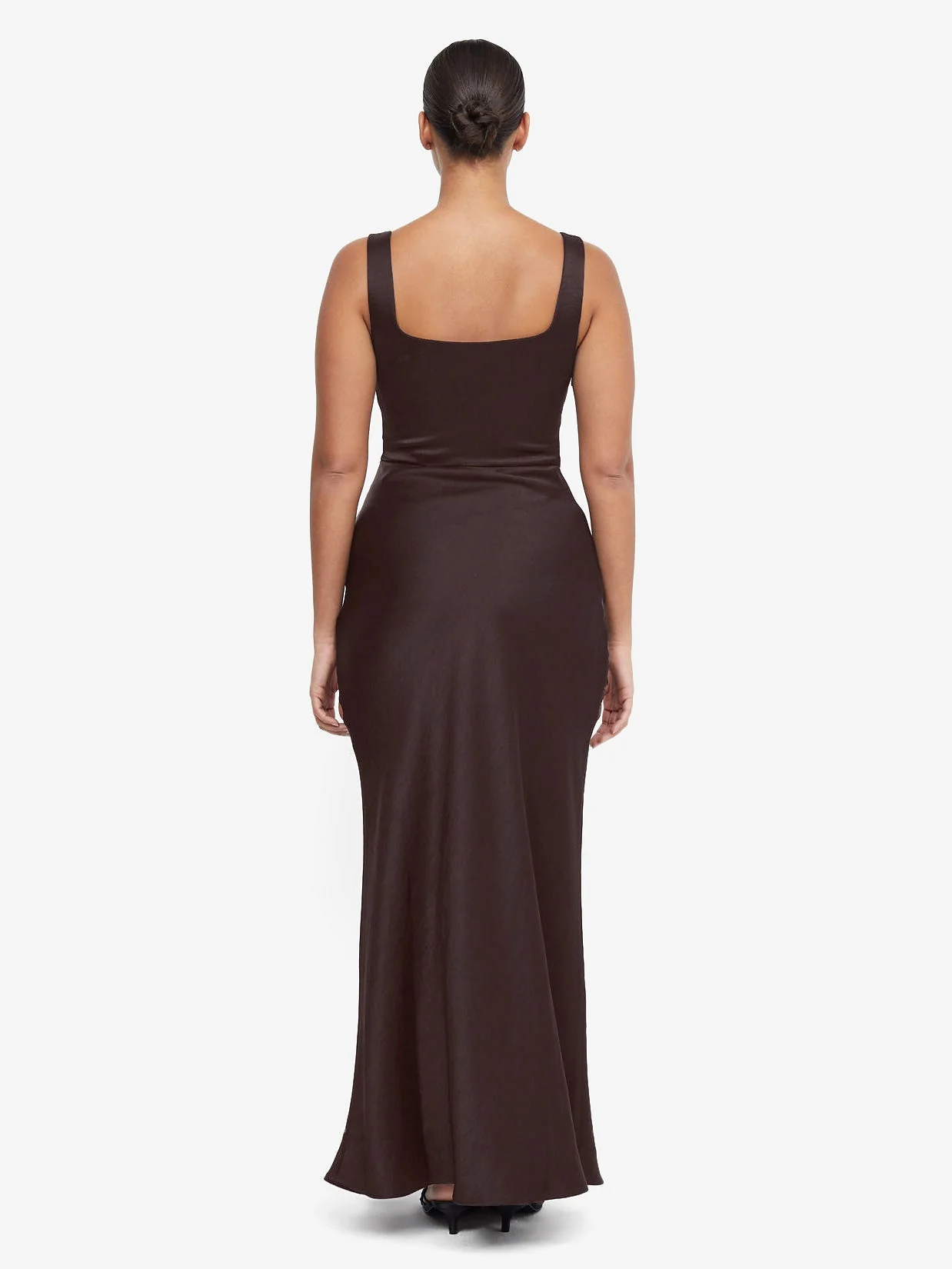 THE DREAMER SQUARE NECK DRESS - DARK CHOCOLATE - Image 4