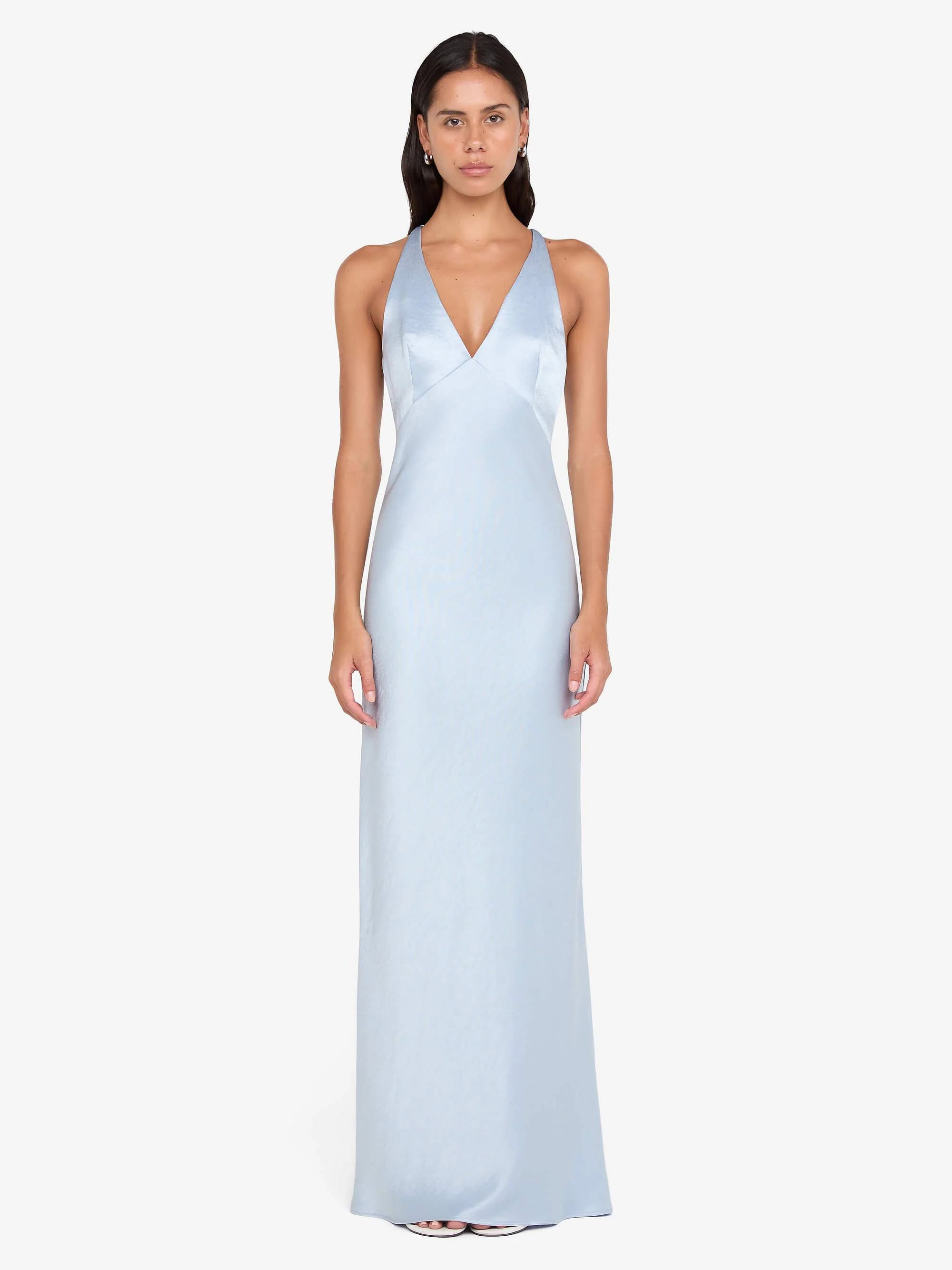 THE DREAMER V NECK DRESS - DUSTY BLUE