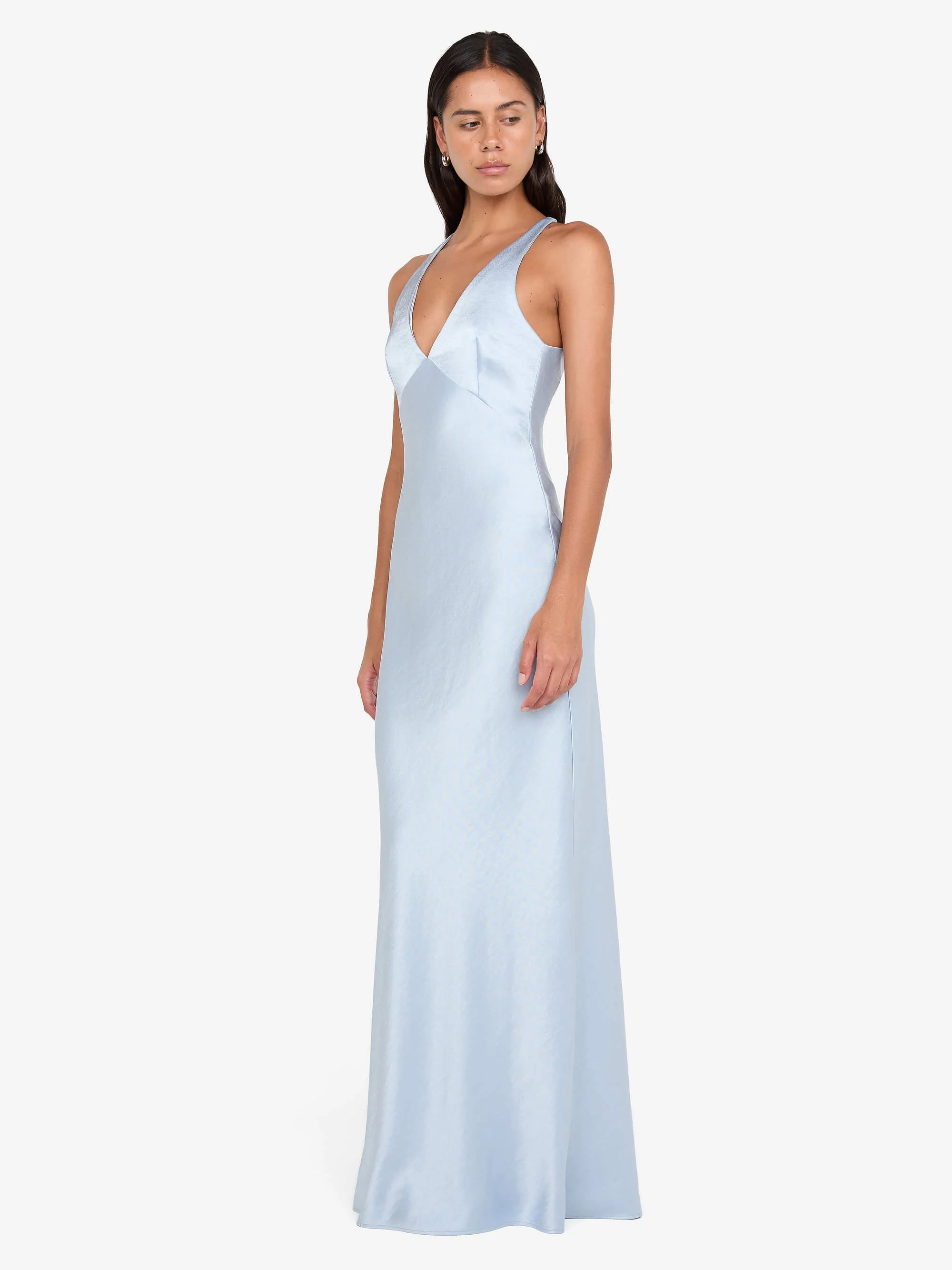 THE DREAMER V NECK DRESS - DUSTY BLUE - Image 3