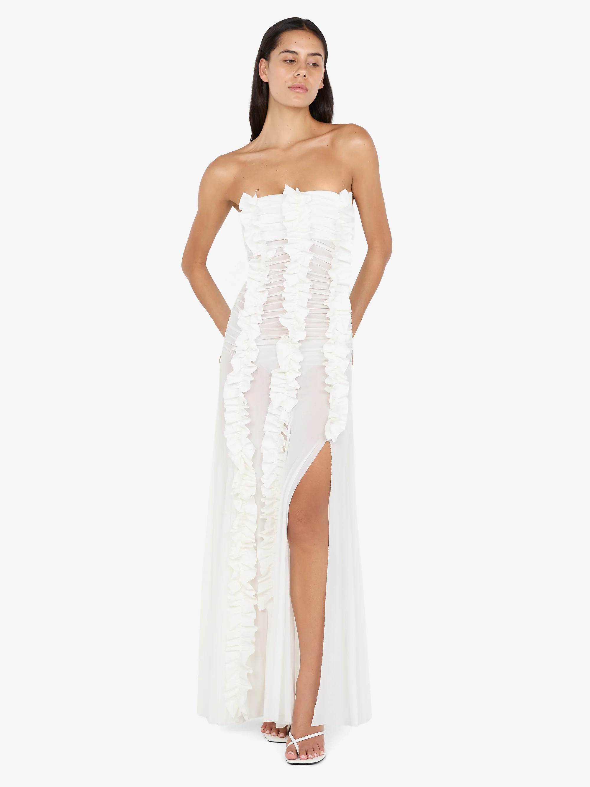 VIOLA RUFFLE GOWN - IVORY - Image 3
