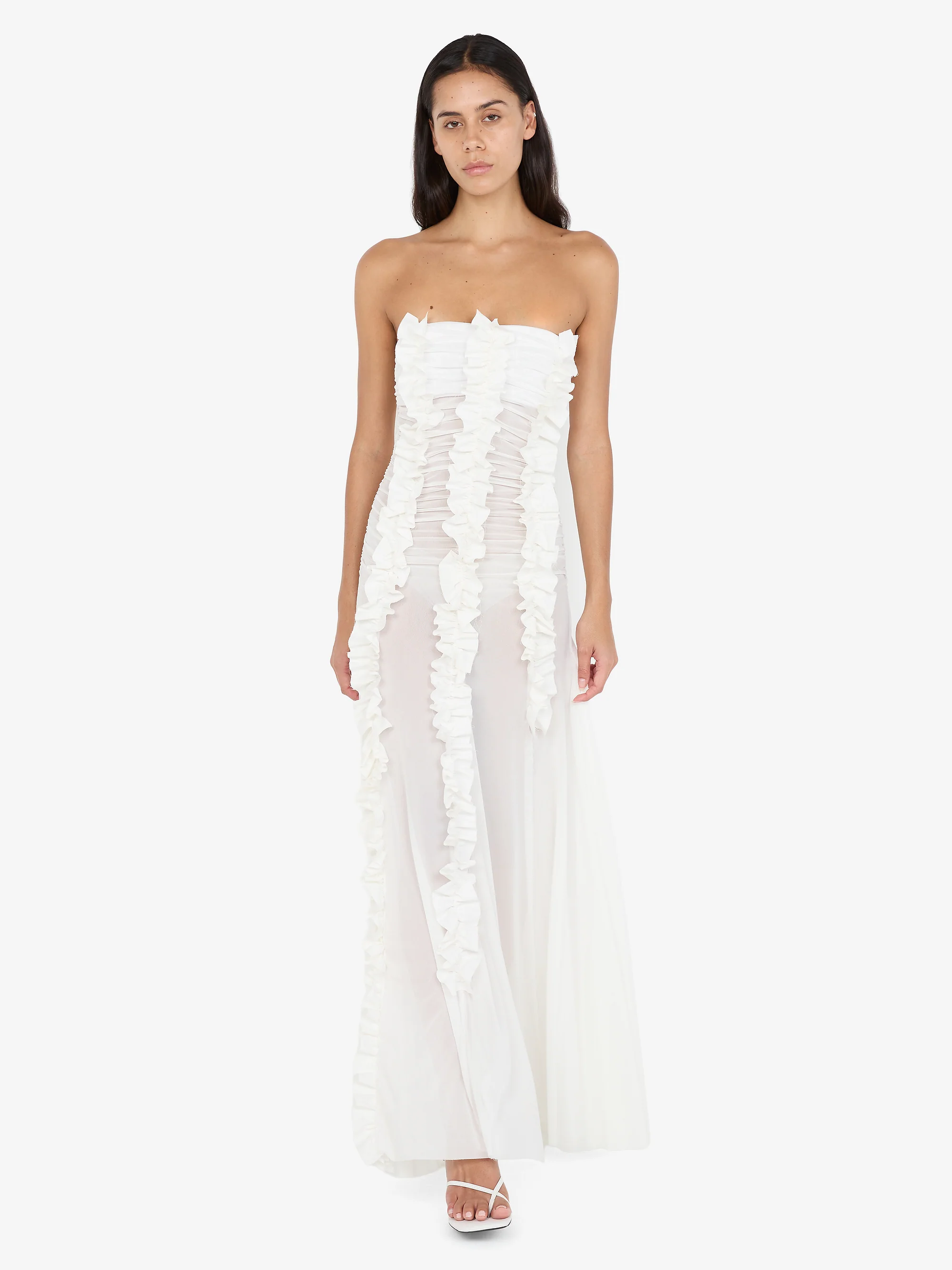 VIOLA RUFFLE GOWN - IVORY - Image 4