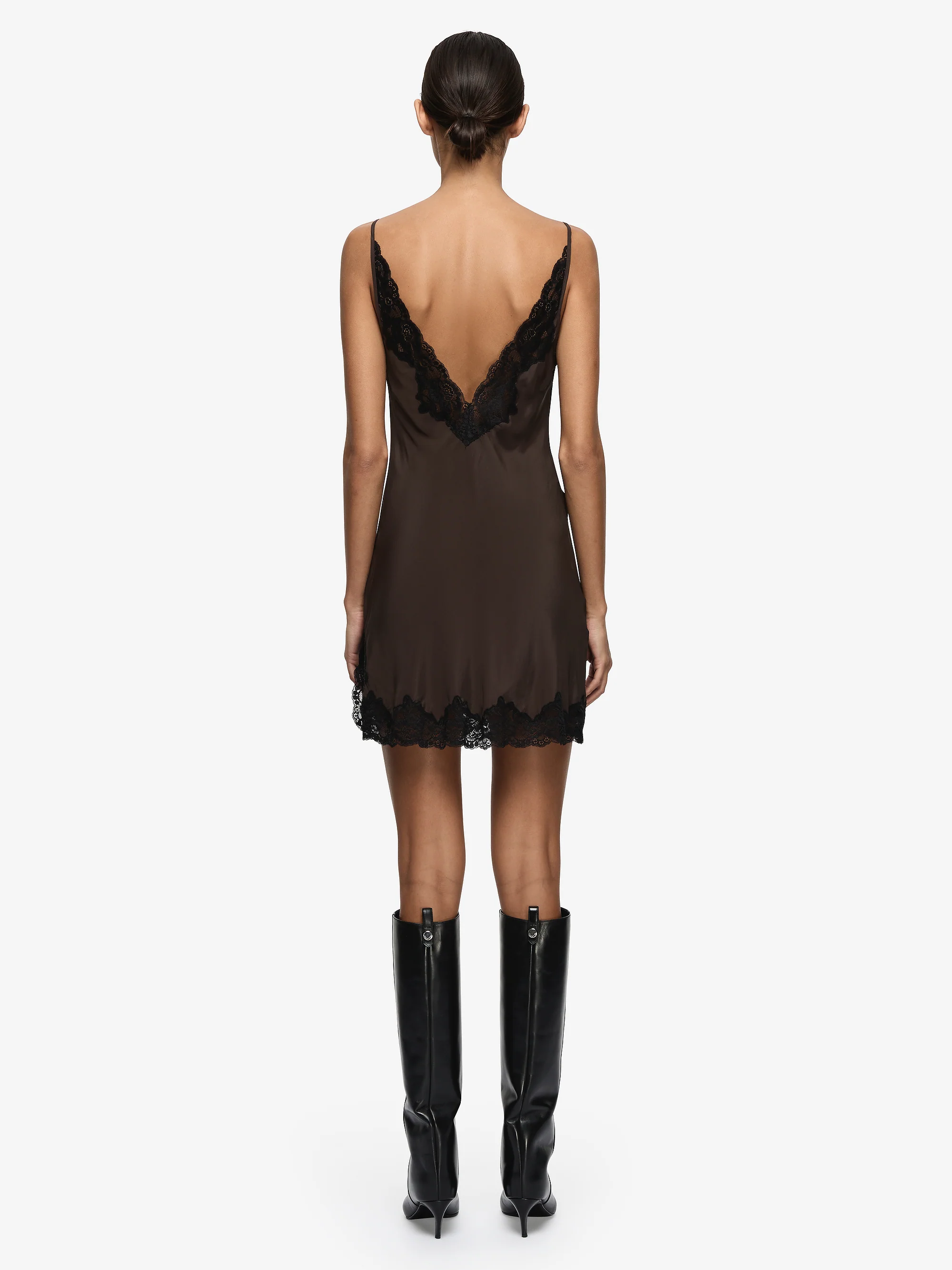 MAISON MINI DRESS - DARK CHOCOLATE/BLACK - Image 4