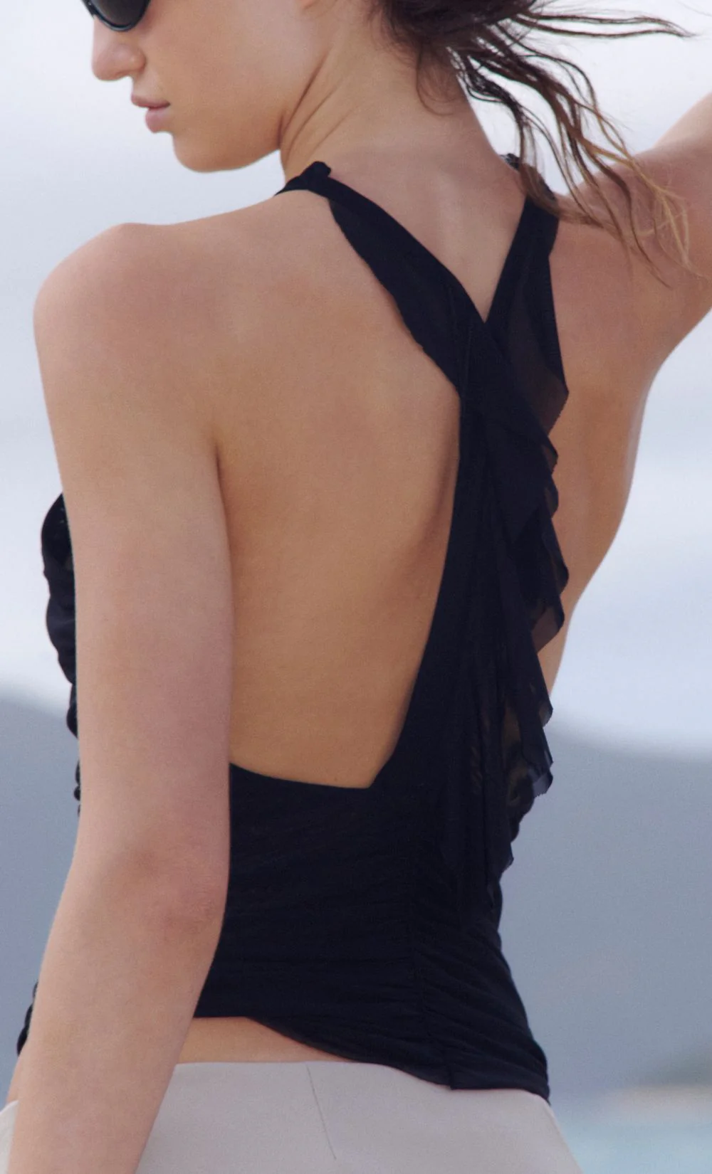 WINNIE FRILL TOP - BLACK - Image 2