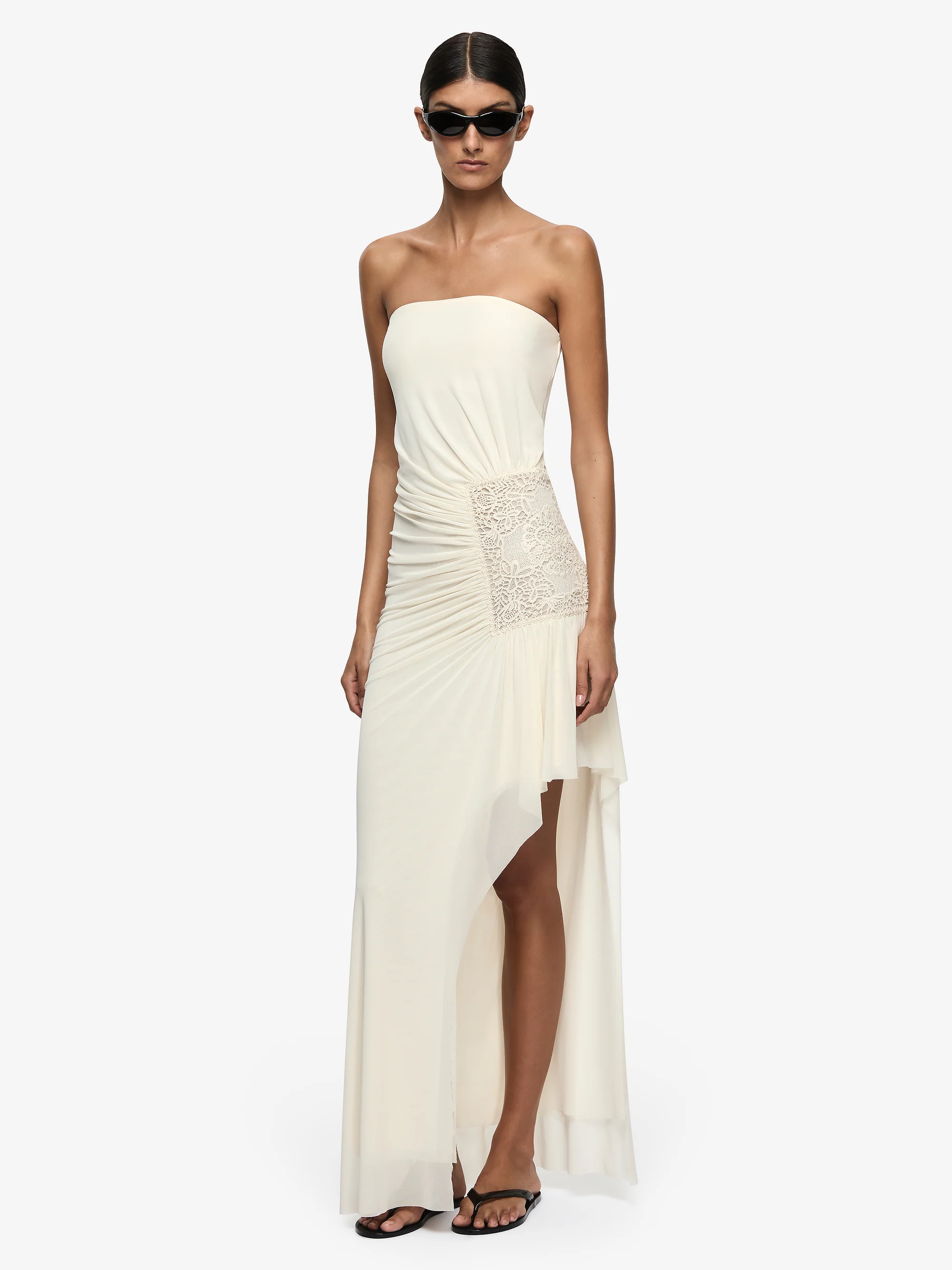 WINSLOW STRAPLESS ASYM DRESS - BUTTERCREAM